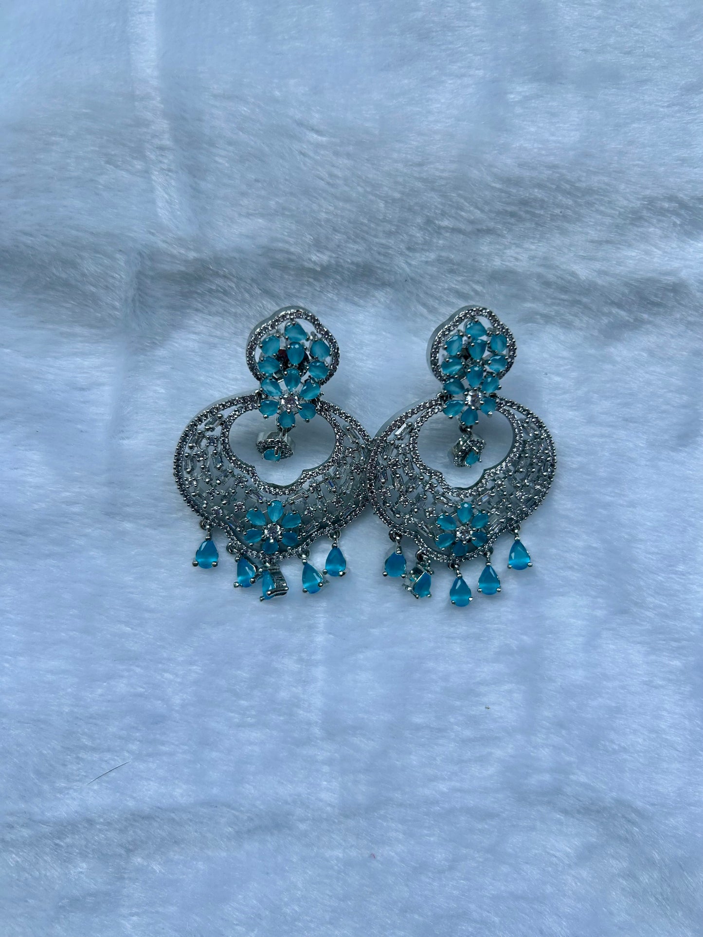 AD Ferozi Blue Chandbali Earrings