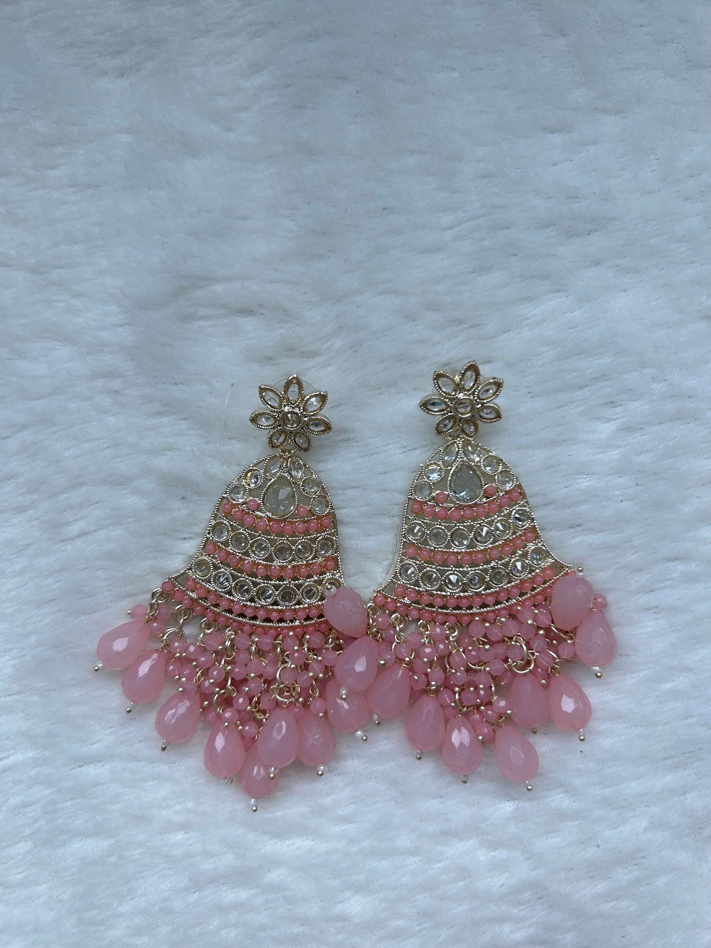 Pink Polki Earrings