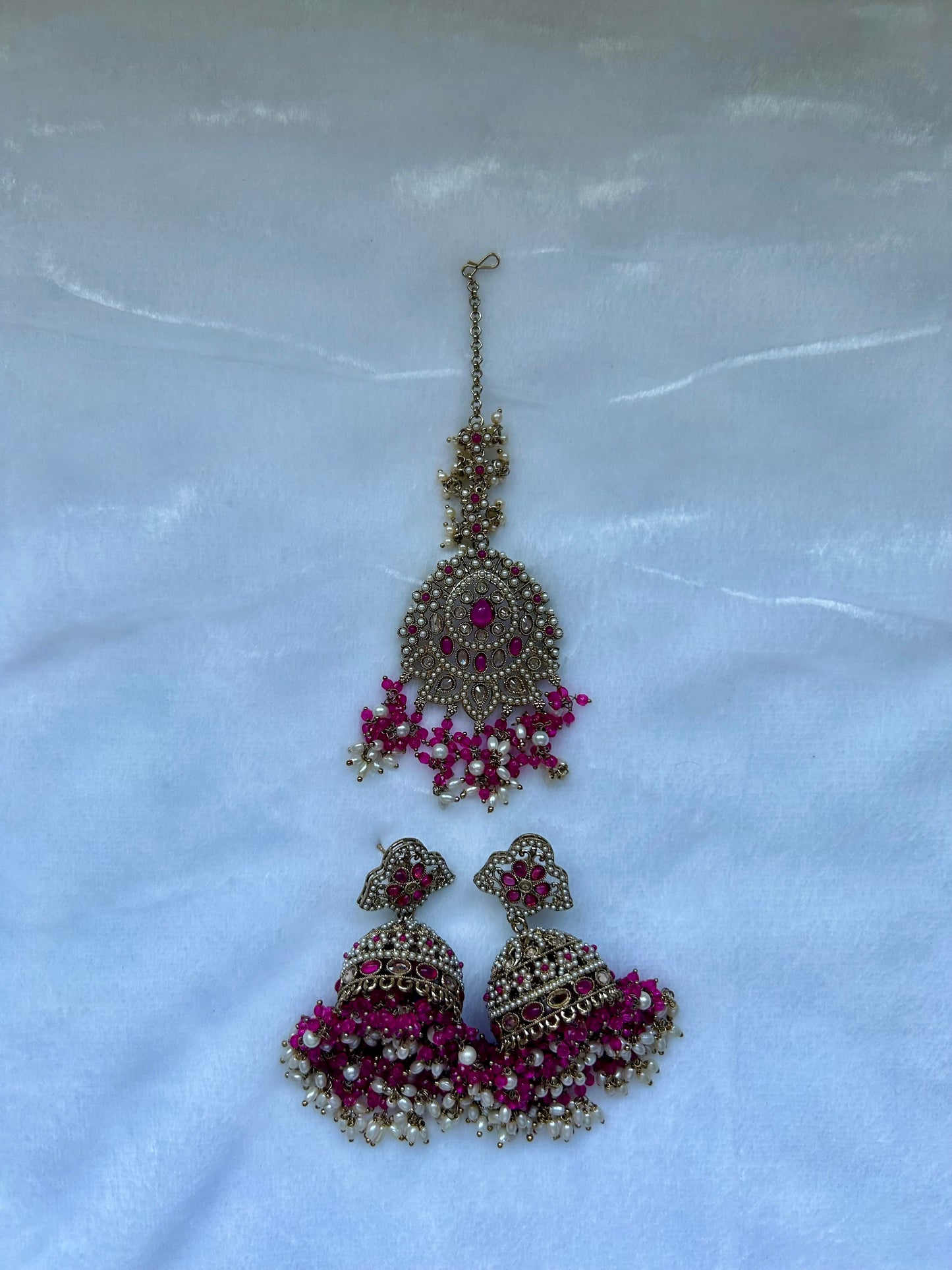 Hot Pink Polki Tikka Set