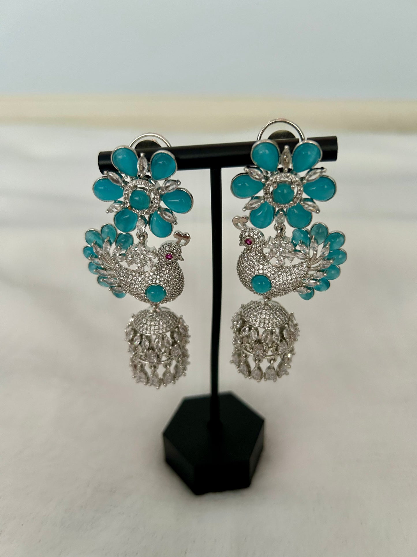 AD Ferozi Blue Jhumki Earrings