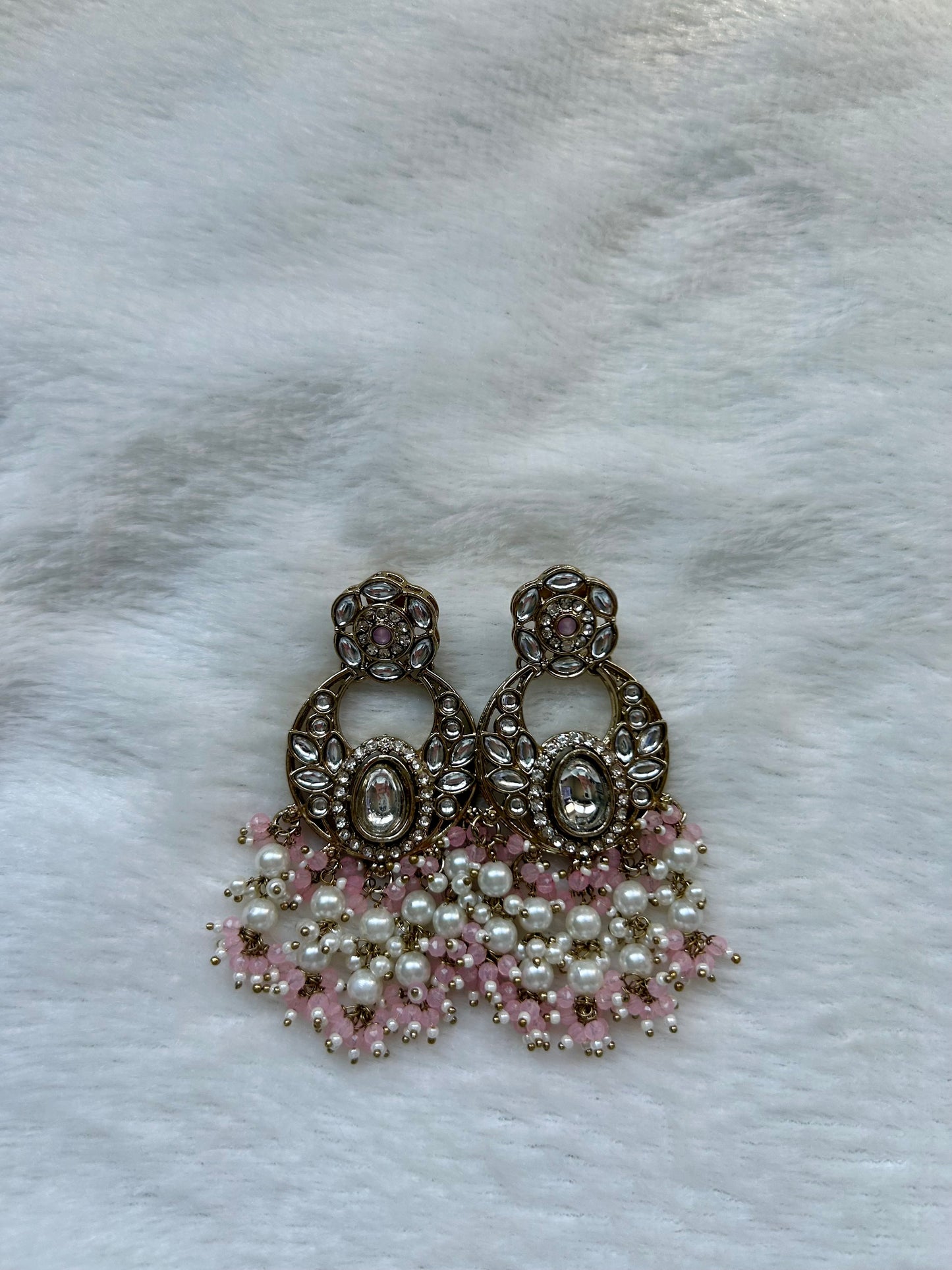 Light Pink Kundan Earrings