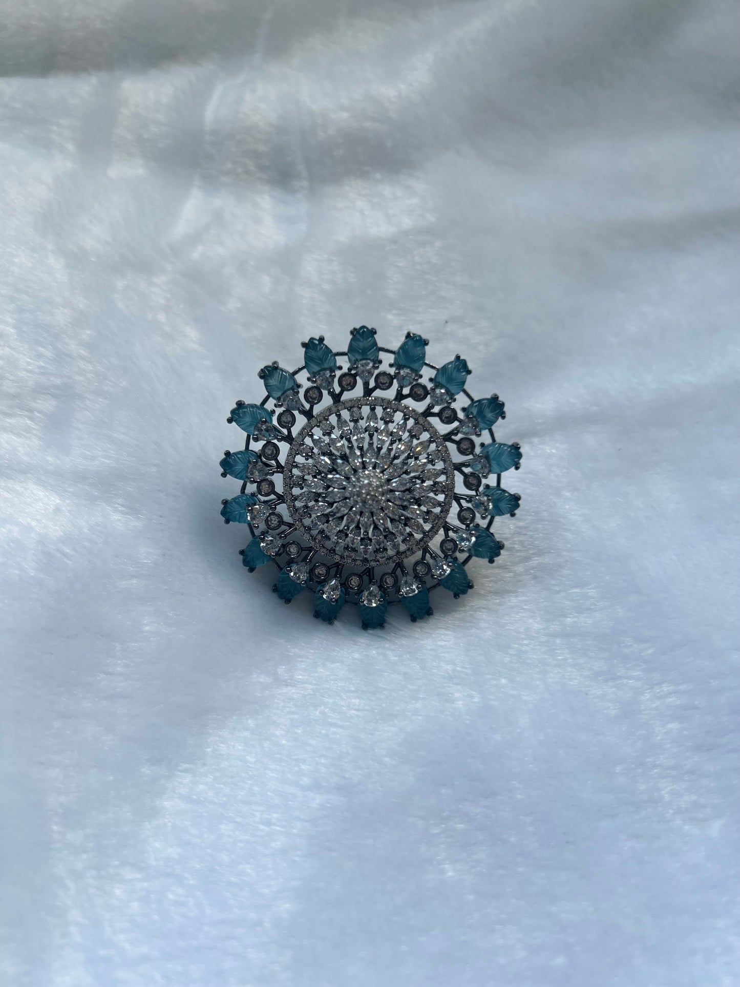 AD Ferozi Blue Flower Ring