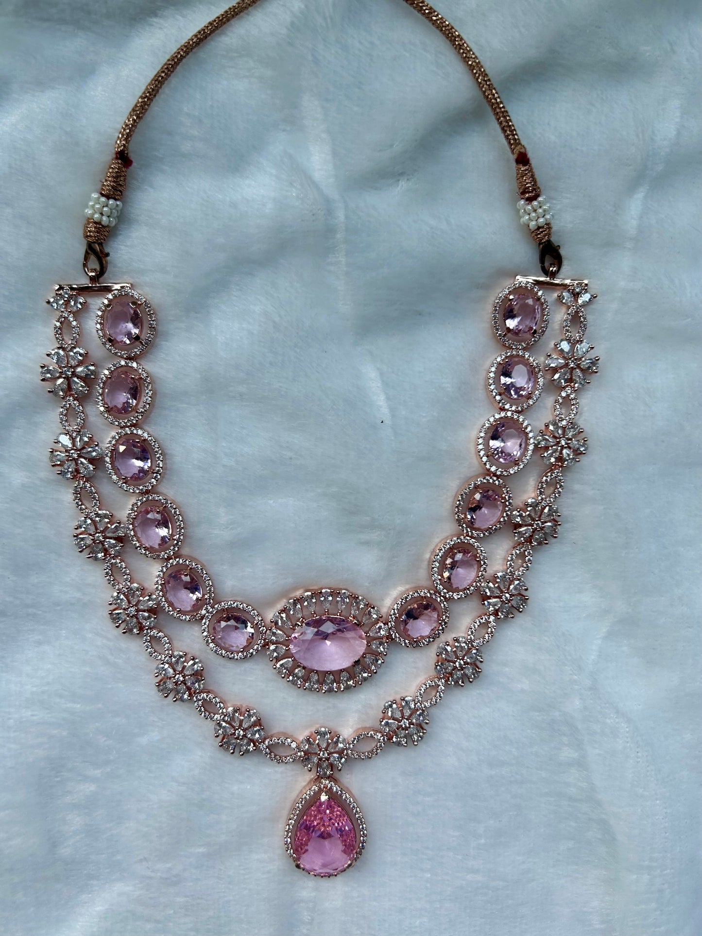AD Pink Two Layered Necklace ONLY