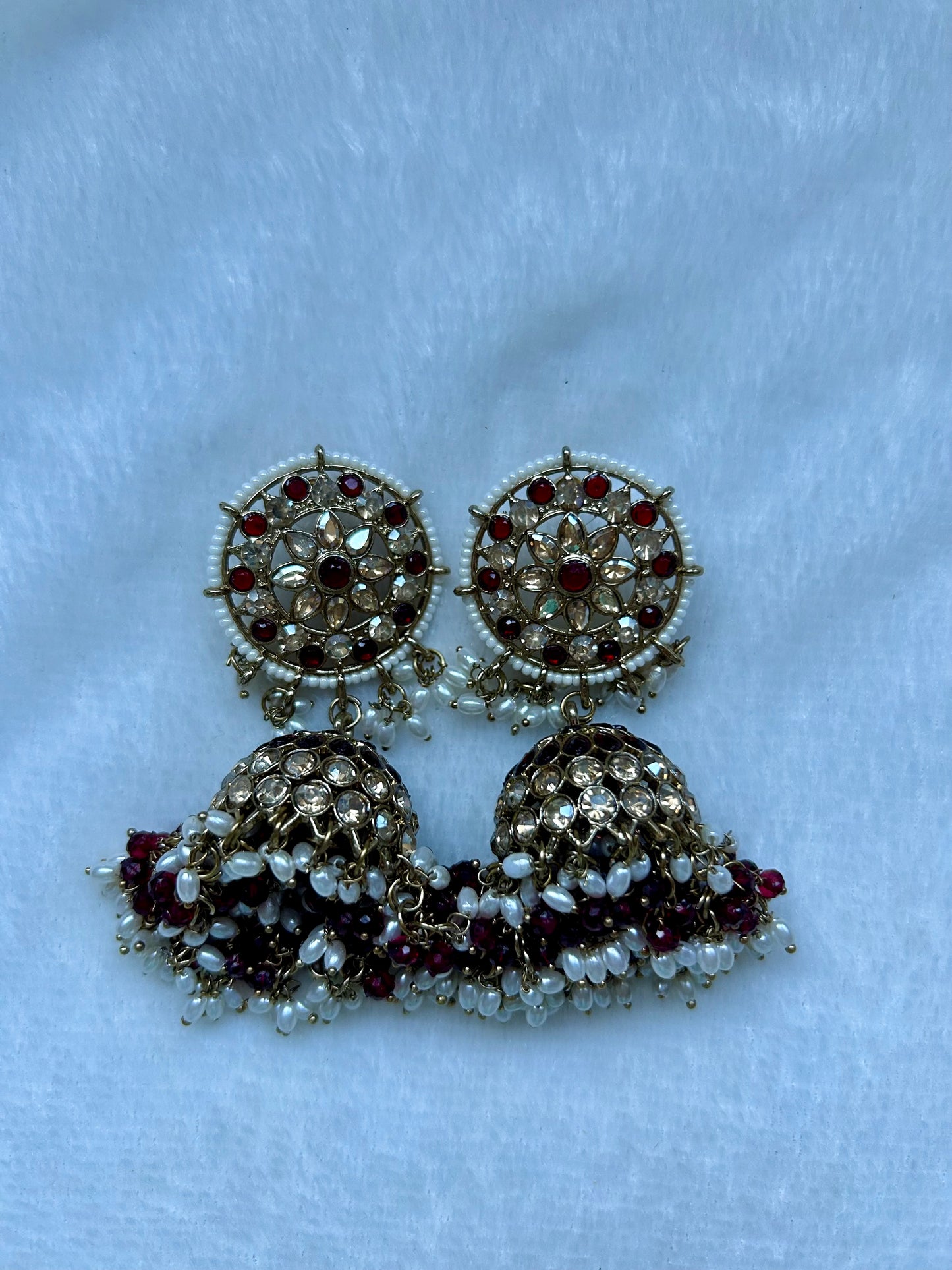 Maroon Kundan Earrings
