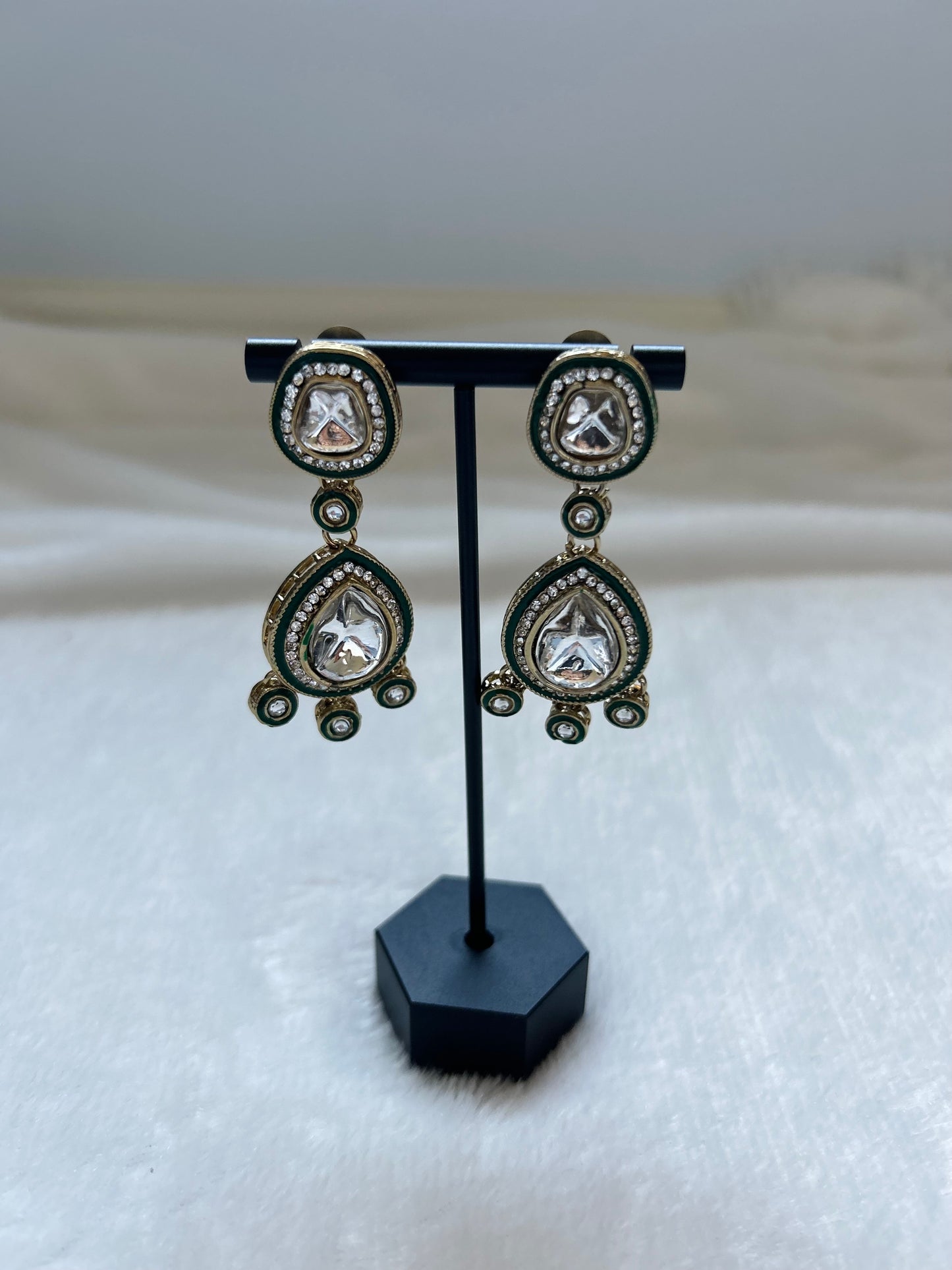 Emerald Green Kundan Earrings