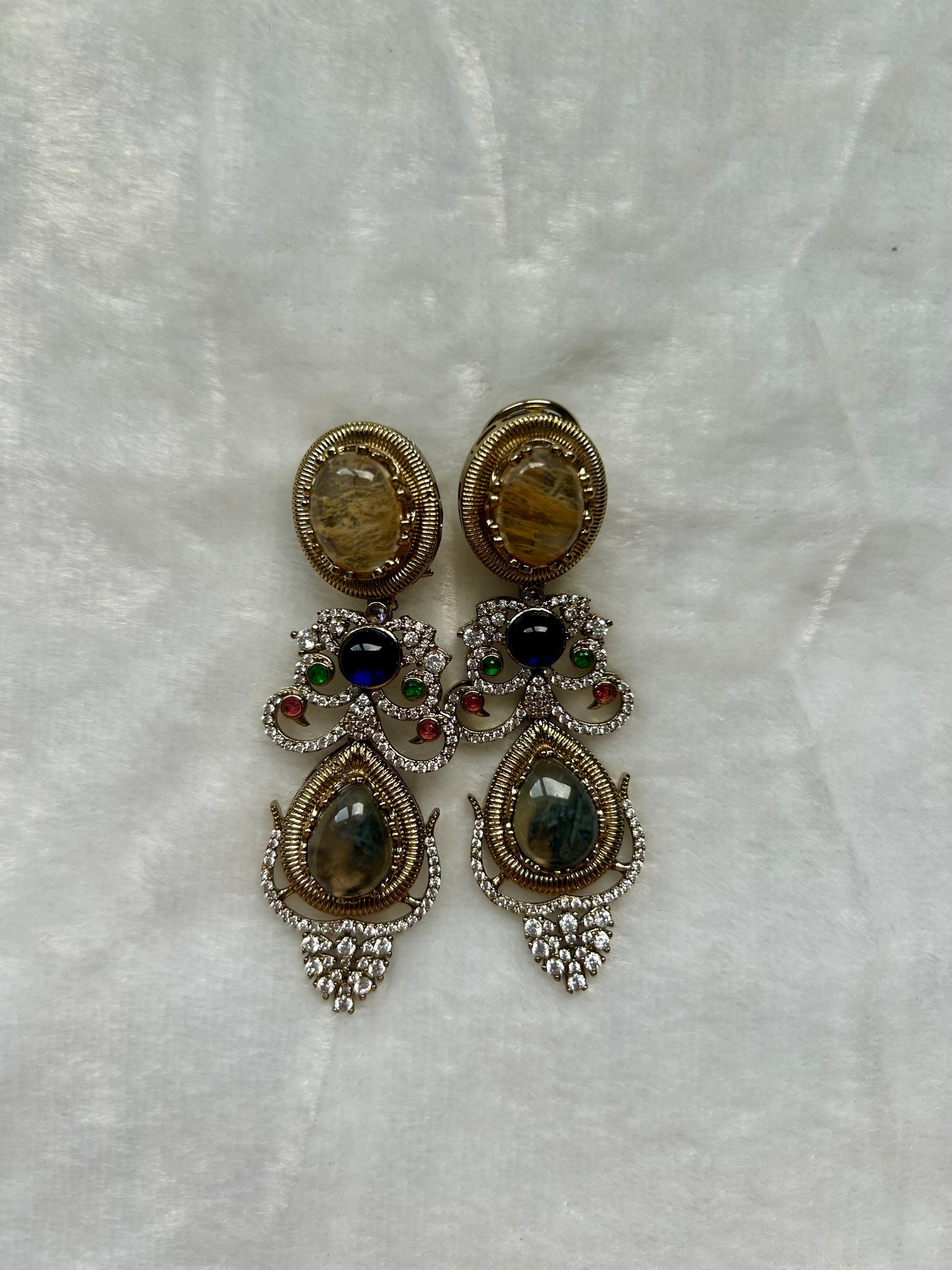 LUXE Brown & Light Tan Marble Doublet Earrings