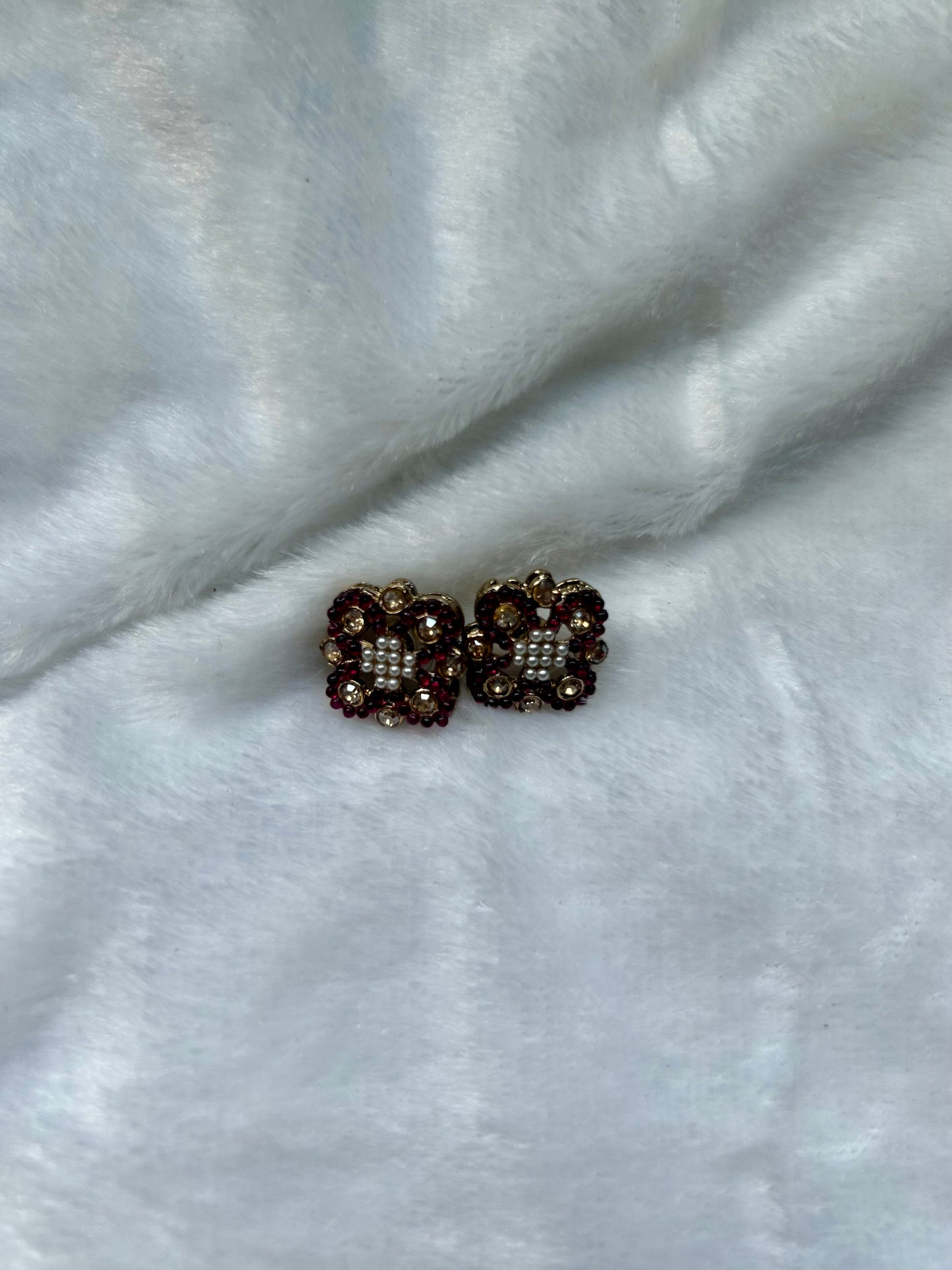 Dark Red Polki Studs