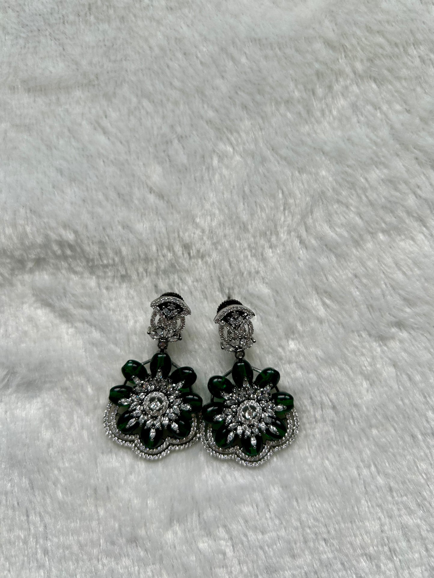 AD Emerald Green Flower Earrings