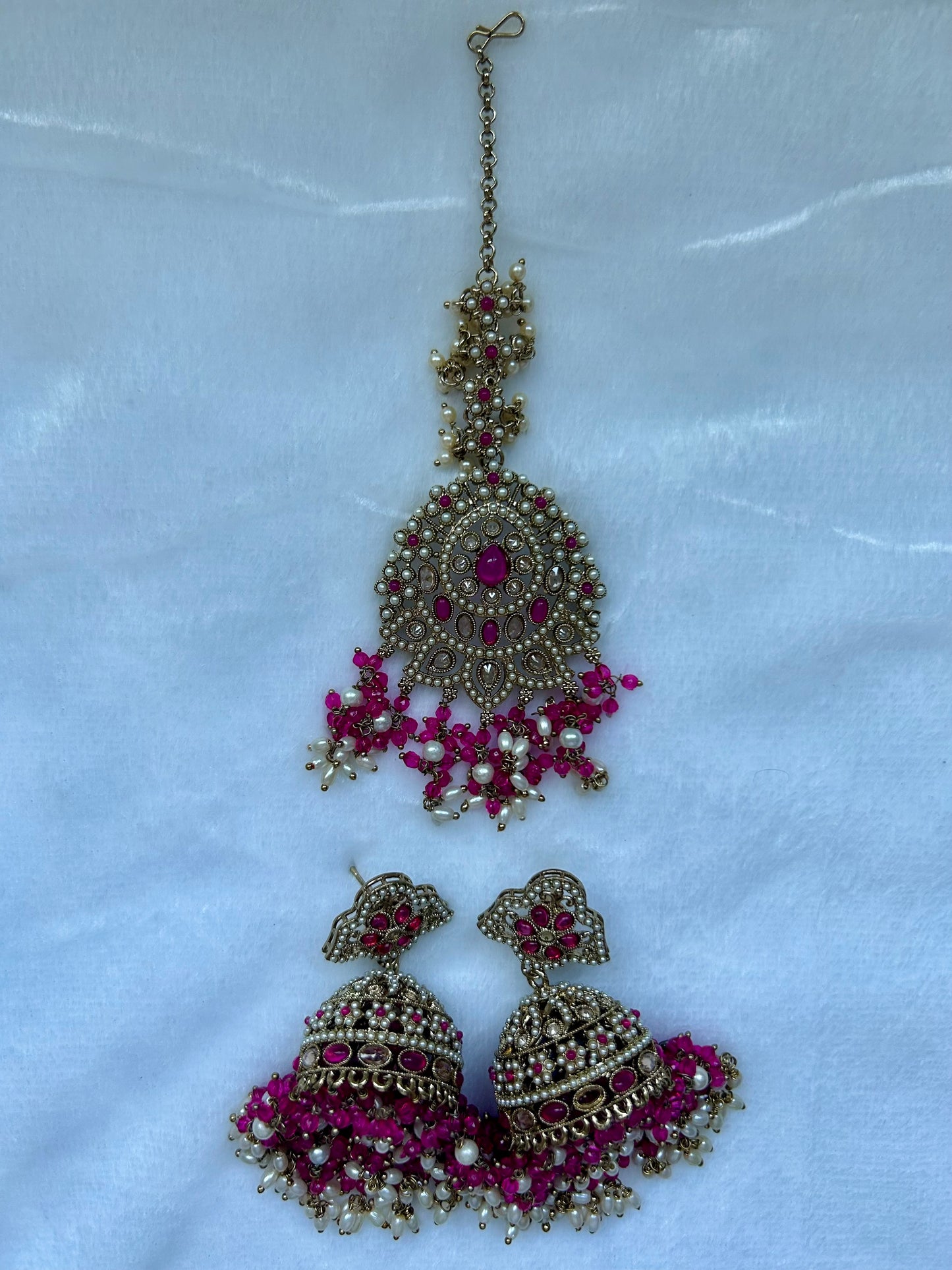Hot Pink Polki Tikka Set