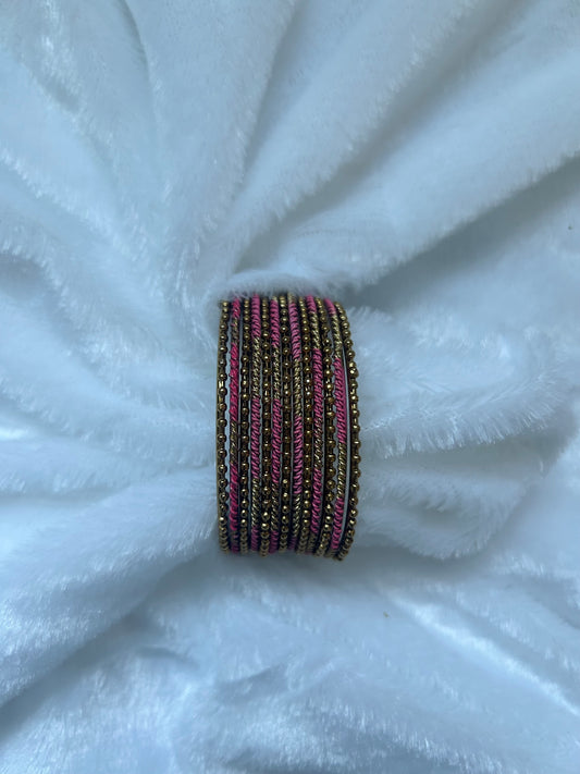 SIZE 2.4 Light Pink & Gold Bangles