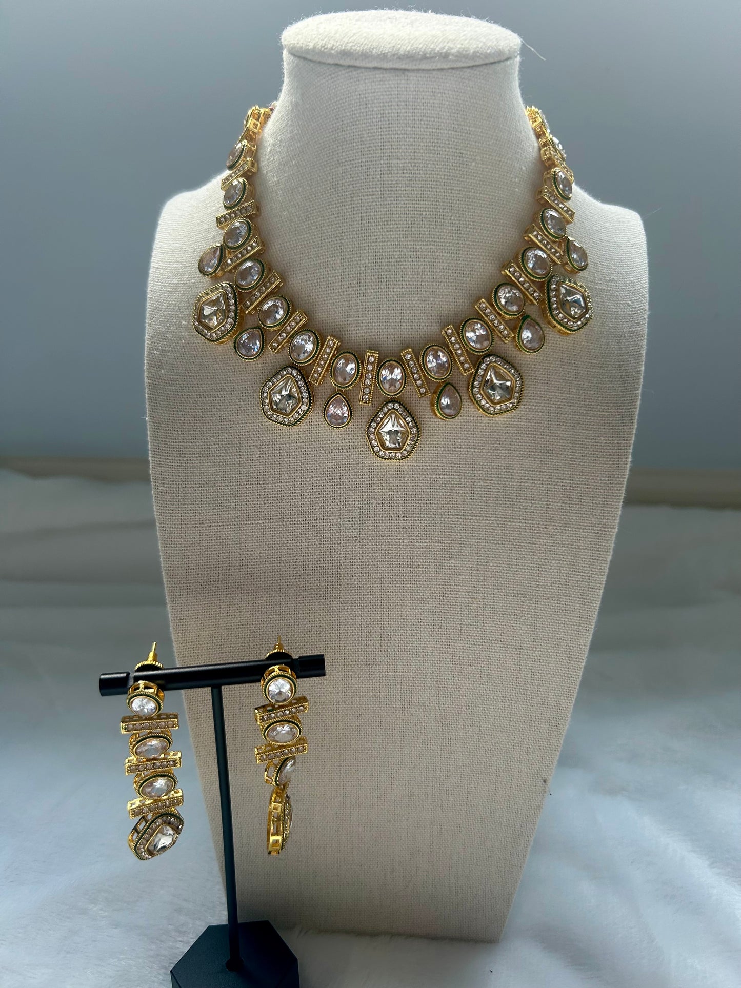 Green Enamel Kundan Choker Set