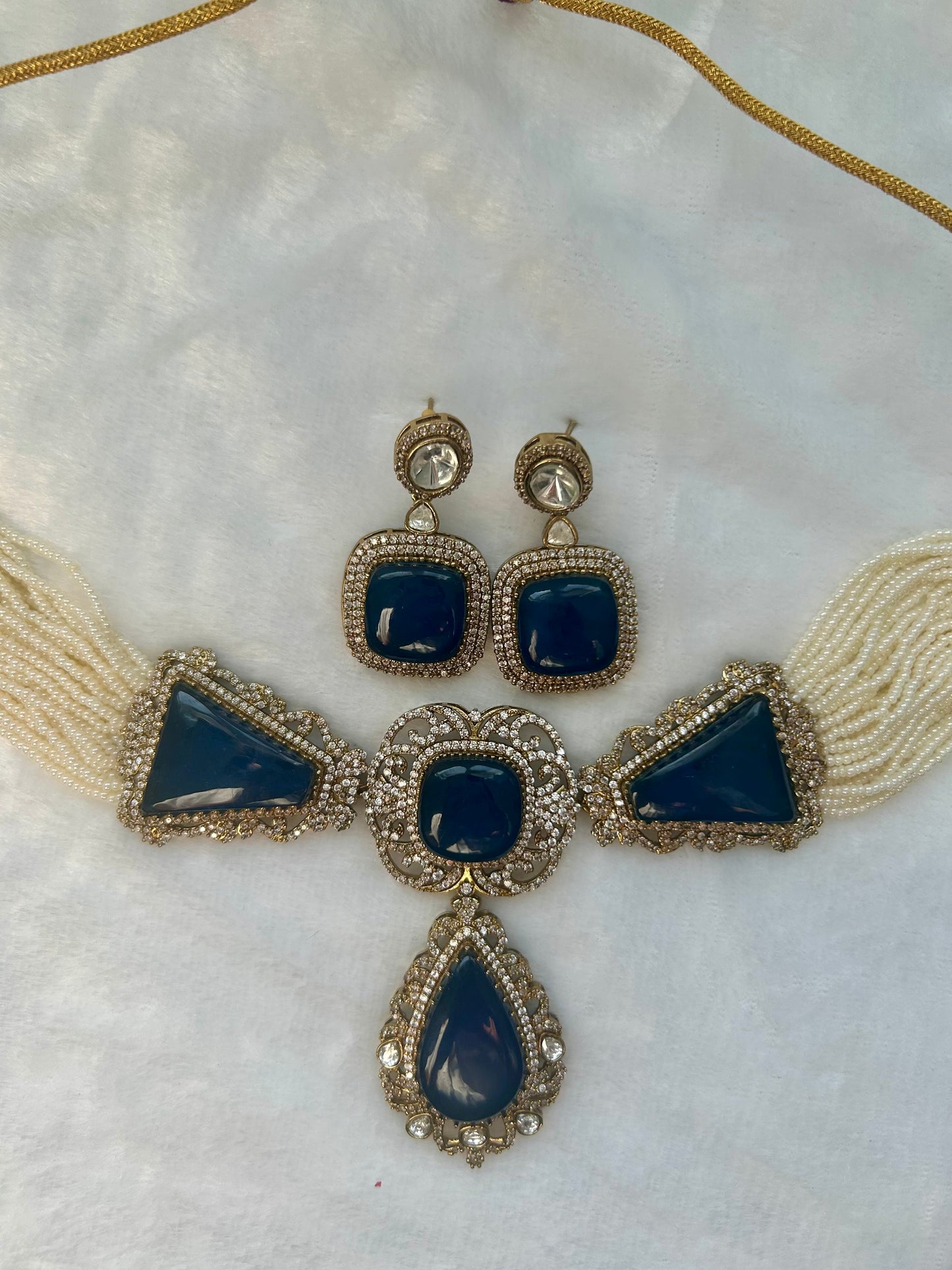 Royal Blue Doublet Choker Set