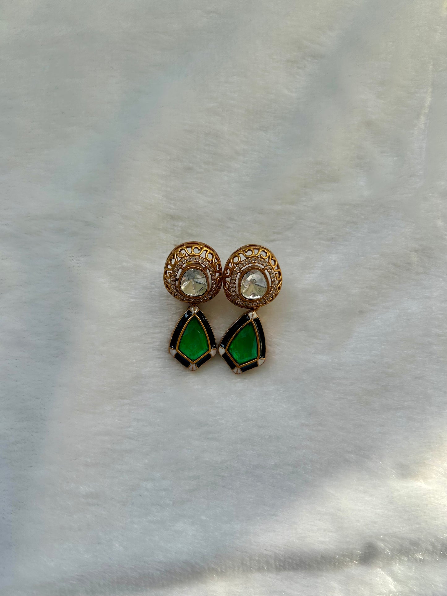 Sea Green Moissanite Kundan & Doublet Earrings