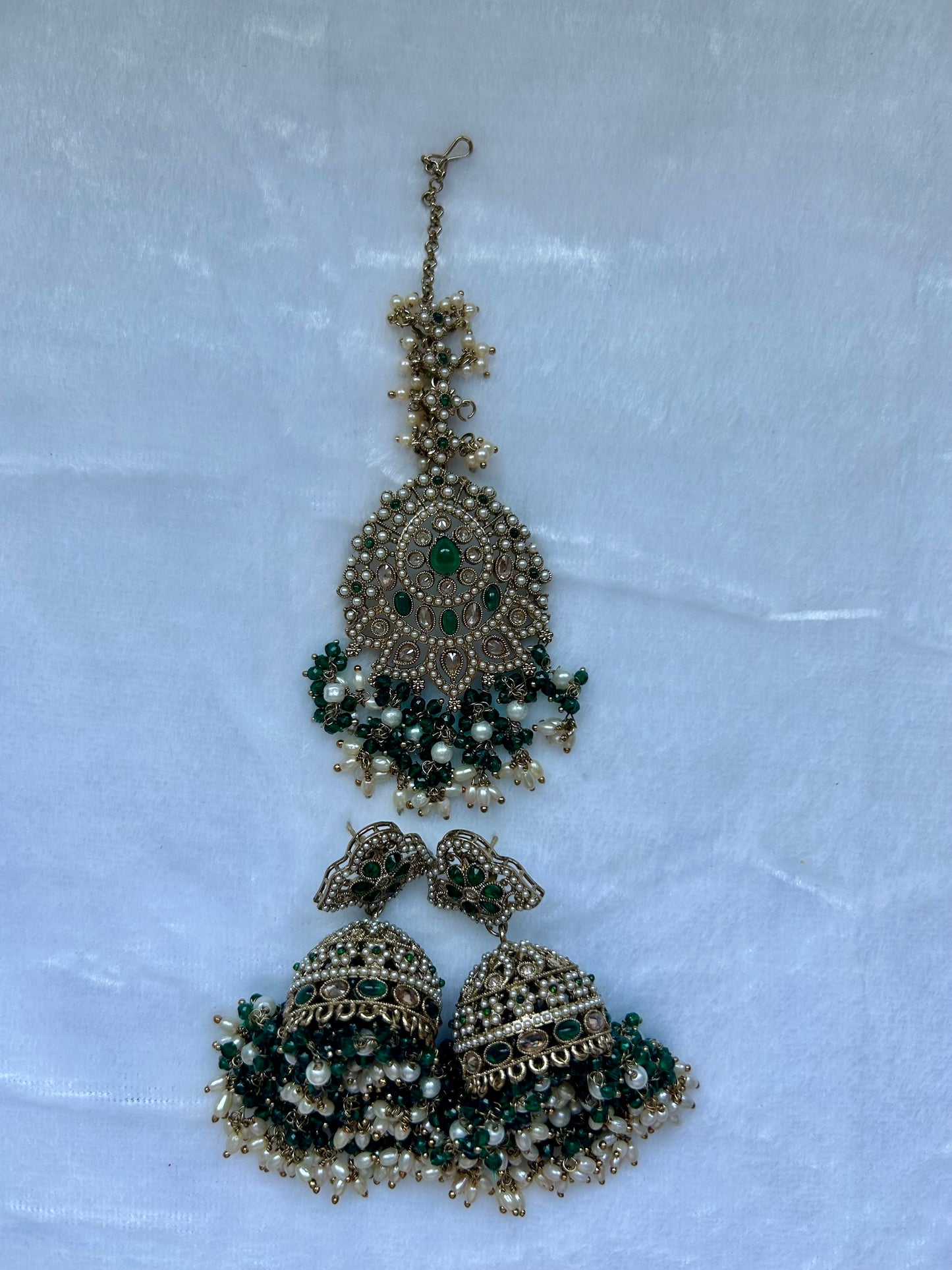 Emerald Green Polki Tikka Set