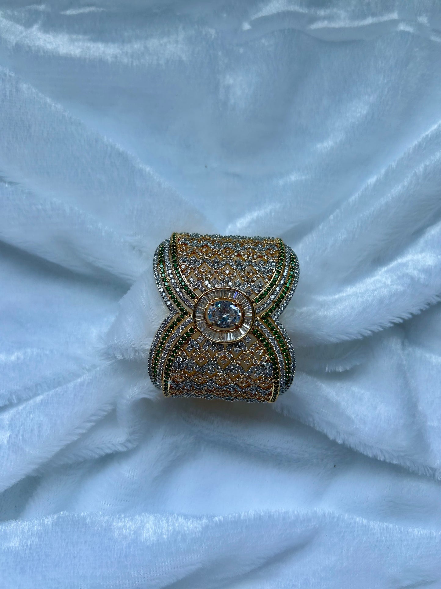 Emerald Green Dual Toned Cuff Bracelet