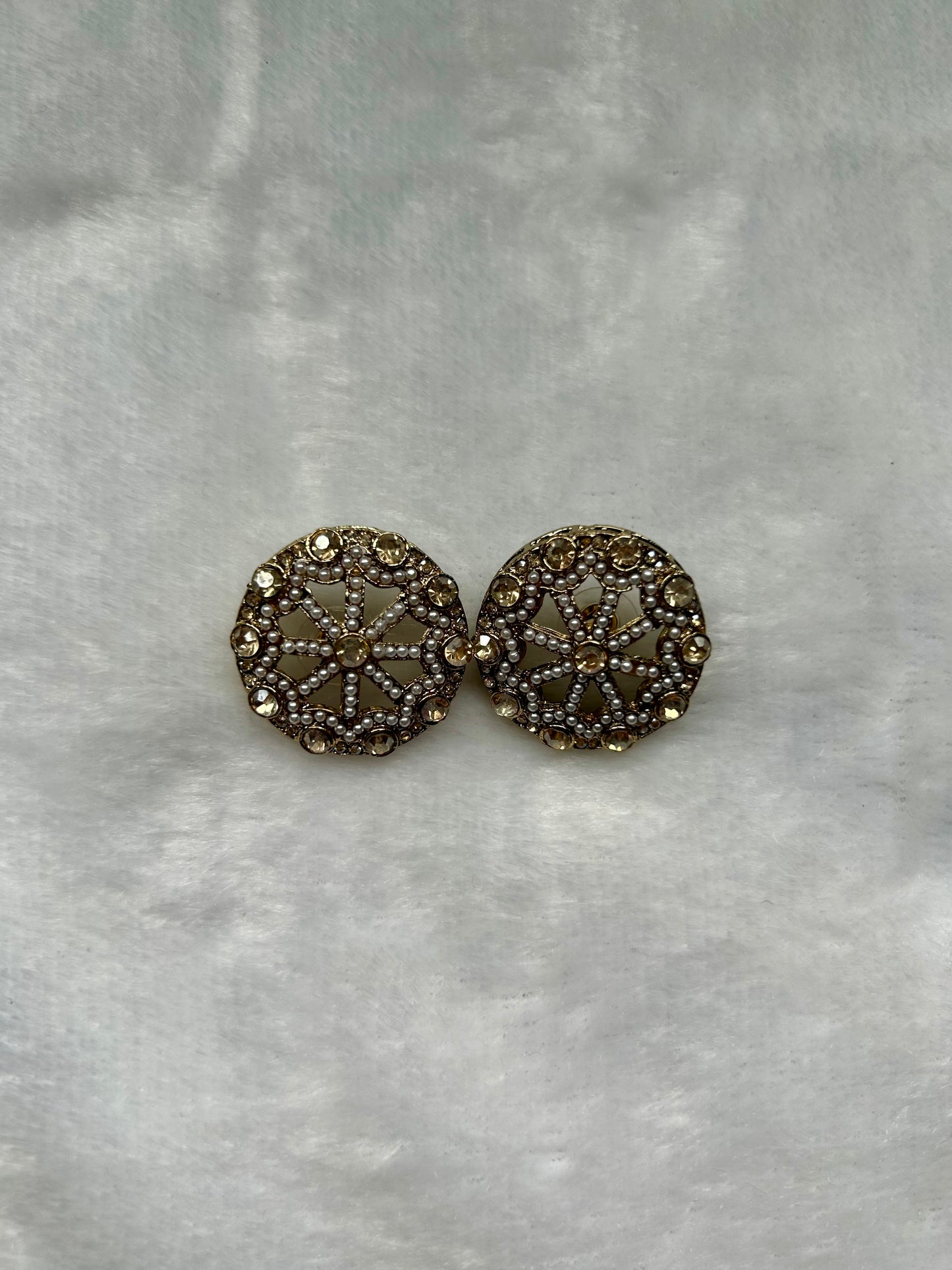 White Polki Studs