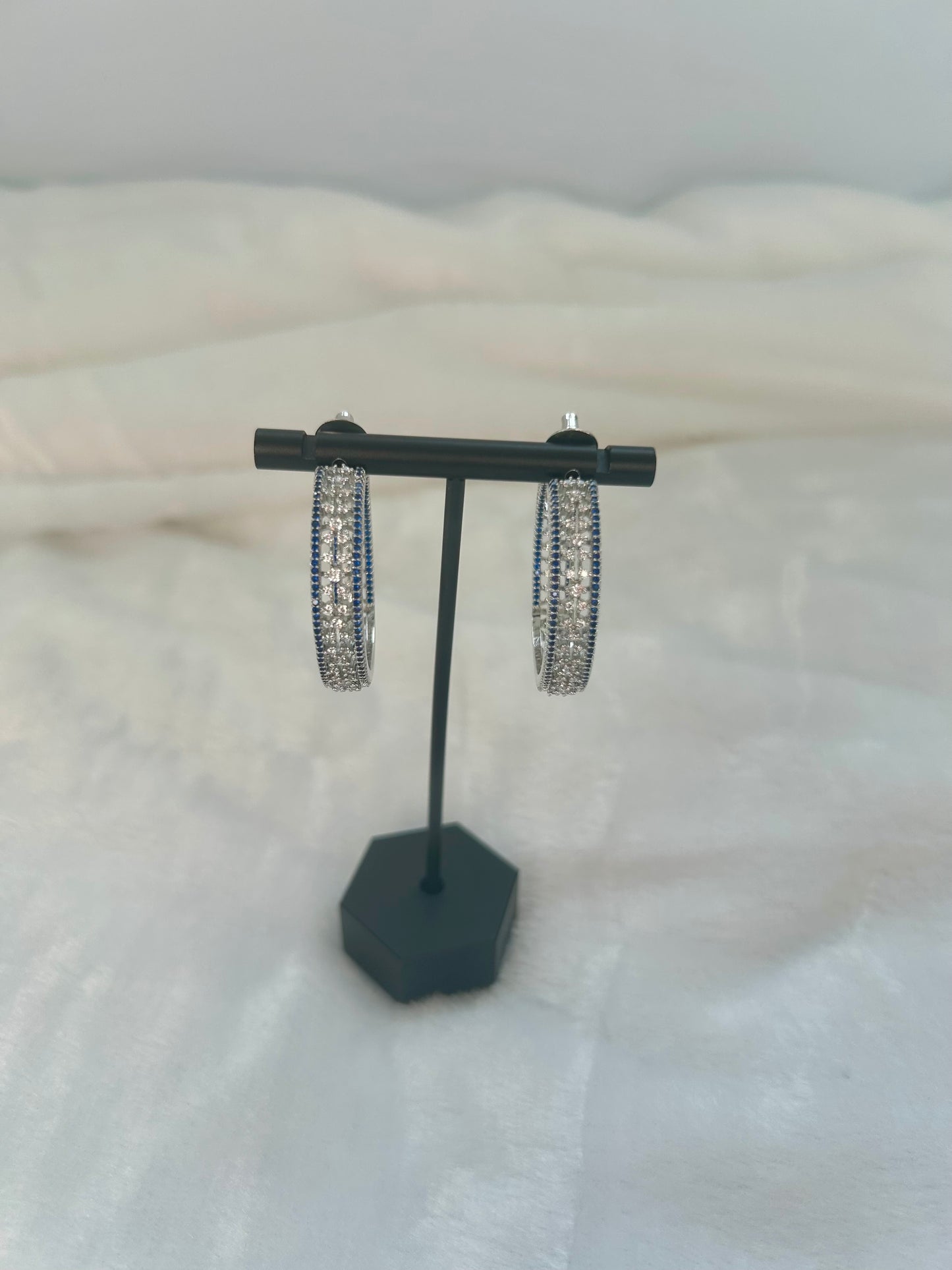 AD Blue Hoop Earrings