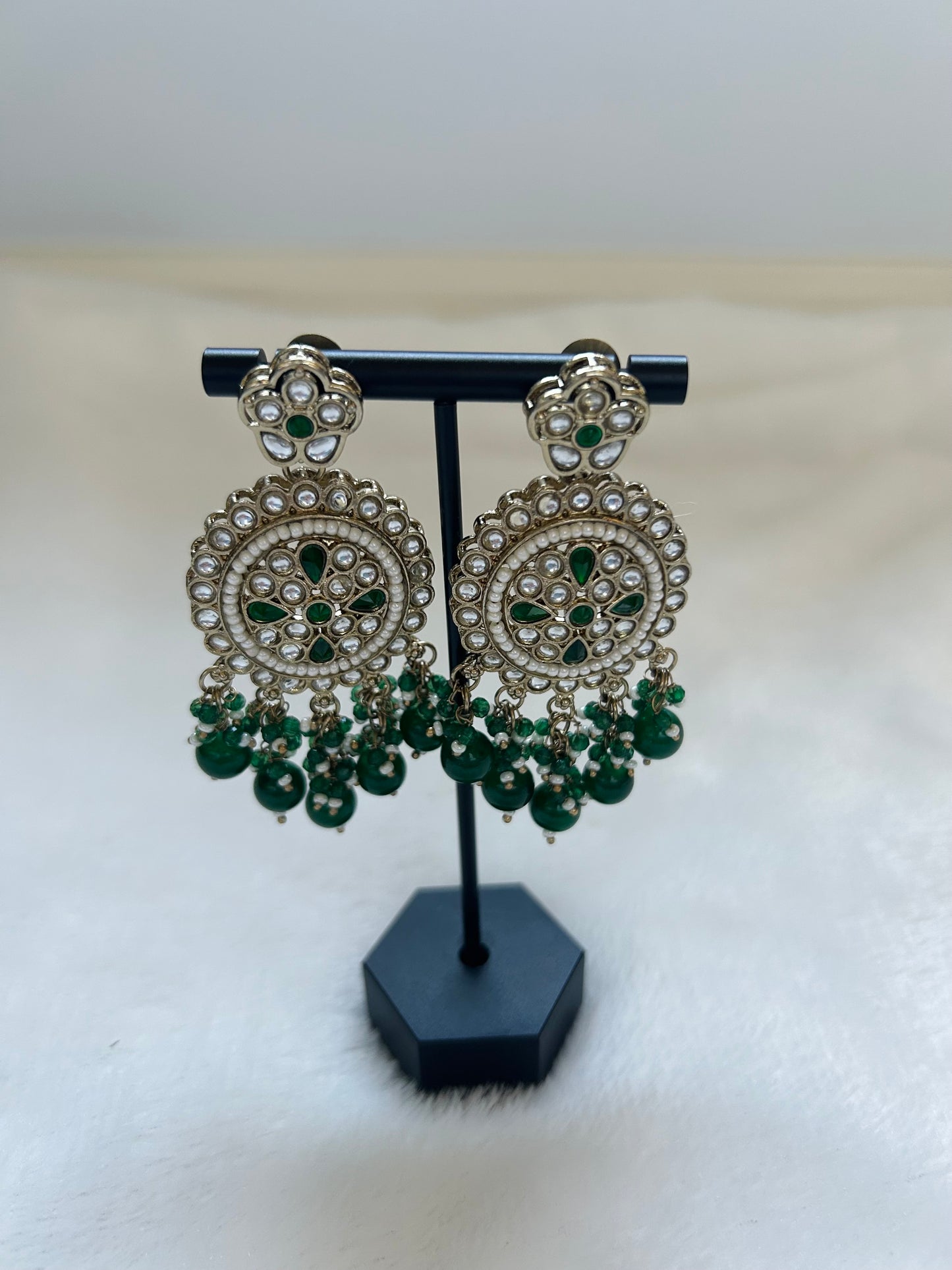Emerald Green Kundan Earrings
