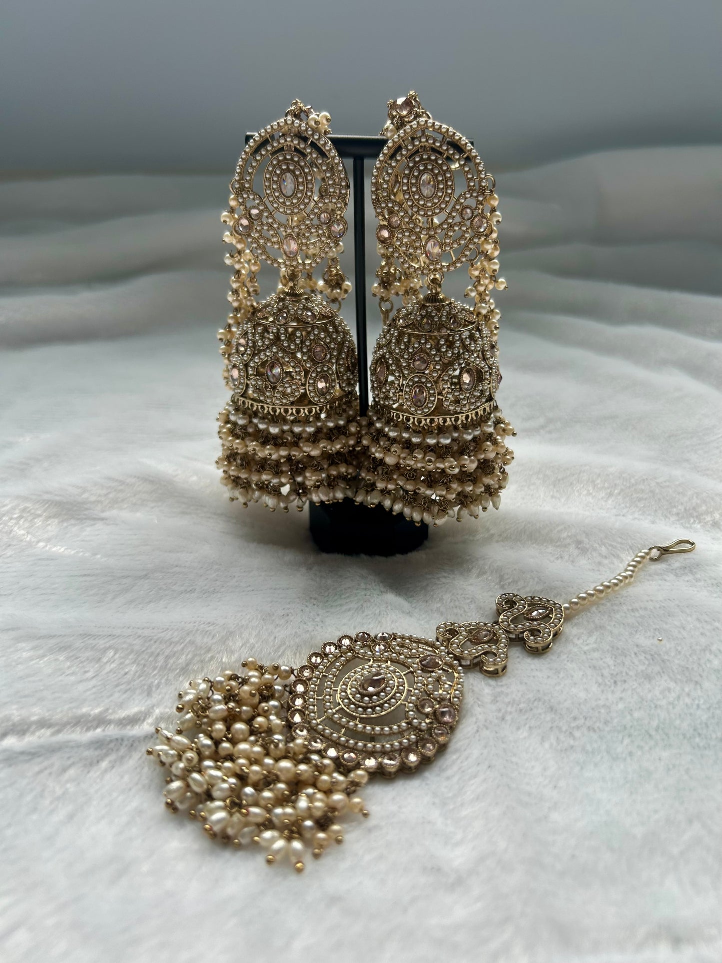 Golden Polki Sahara Jhumki Tikka Set