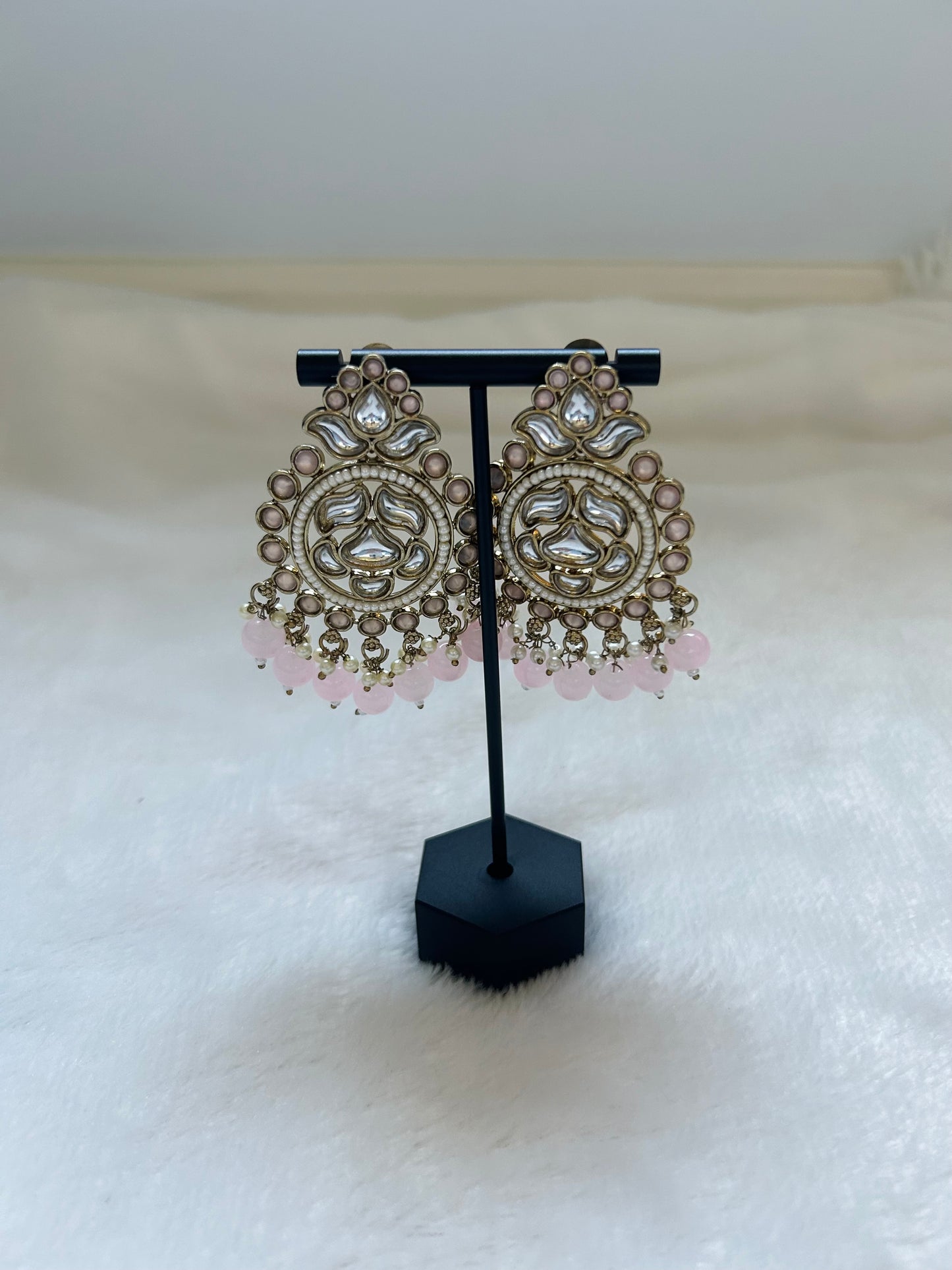 Light Pink Kundan Earrings