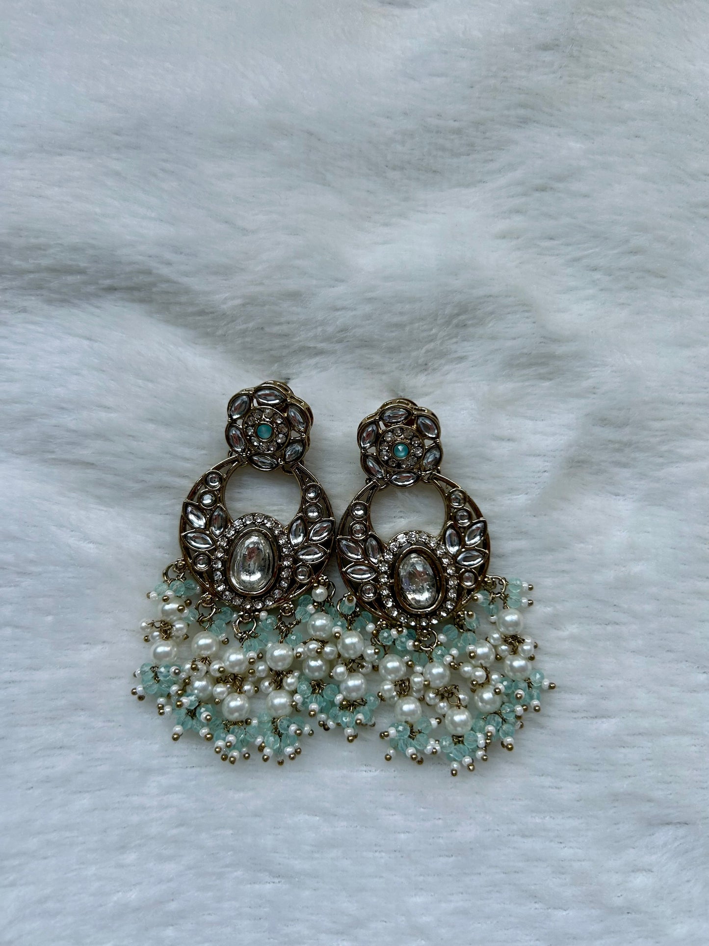 Light Blue Kundan Earrings