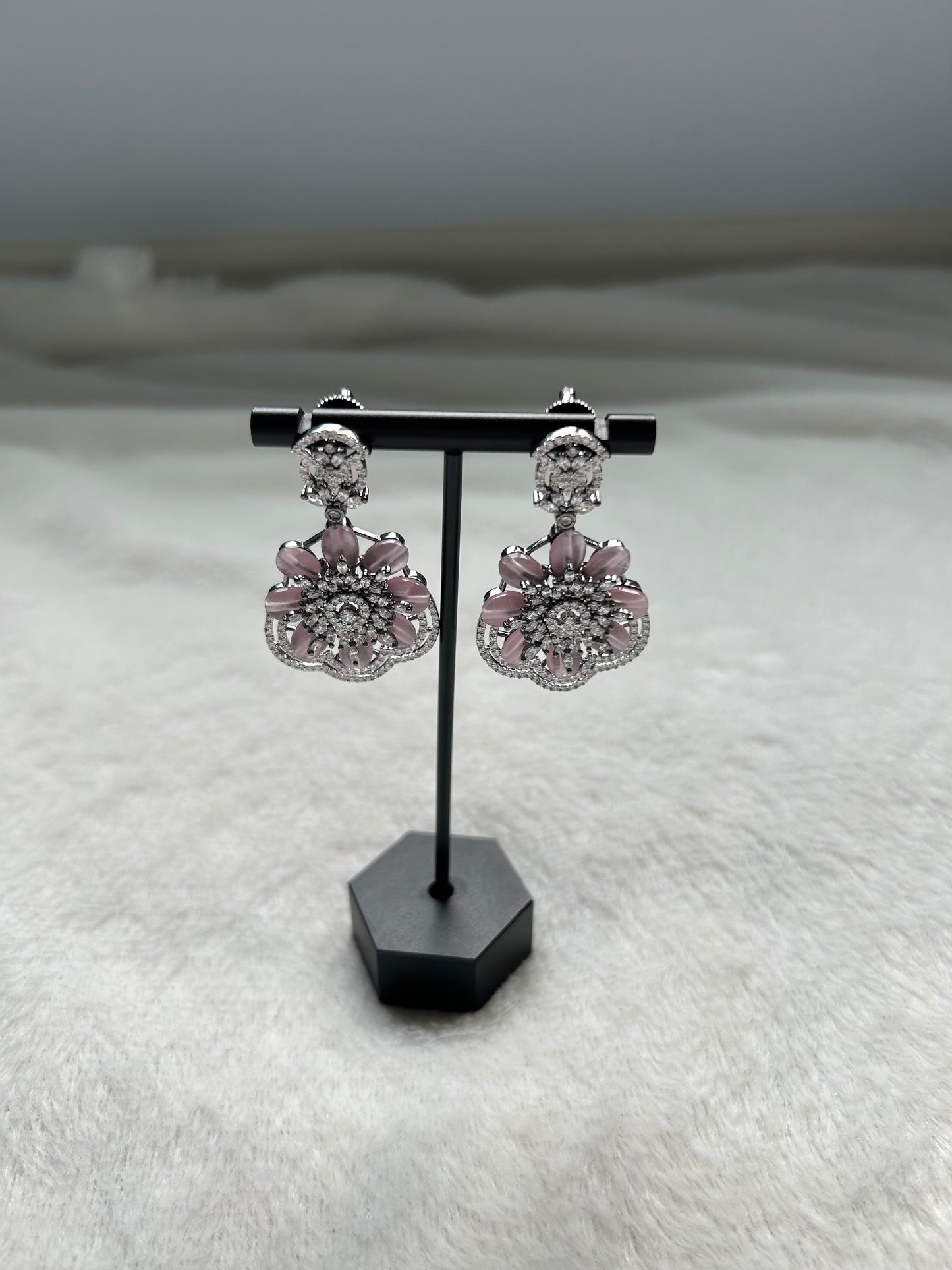 AD Pink Flower Earrings