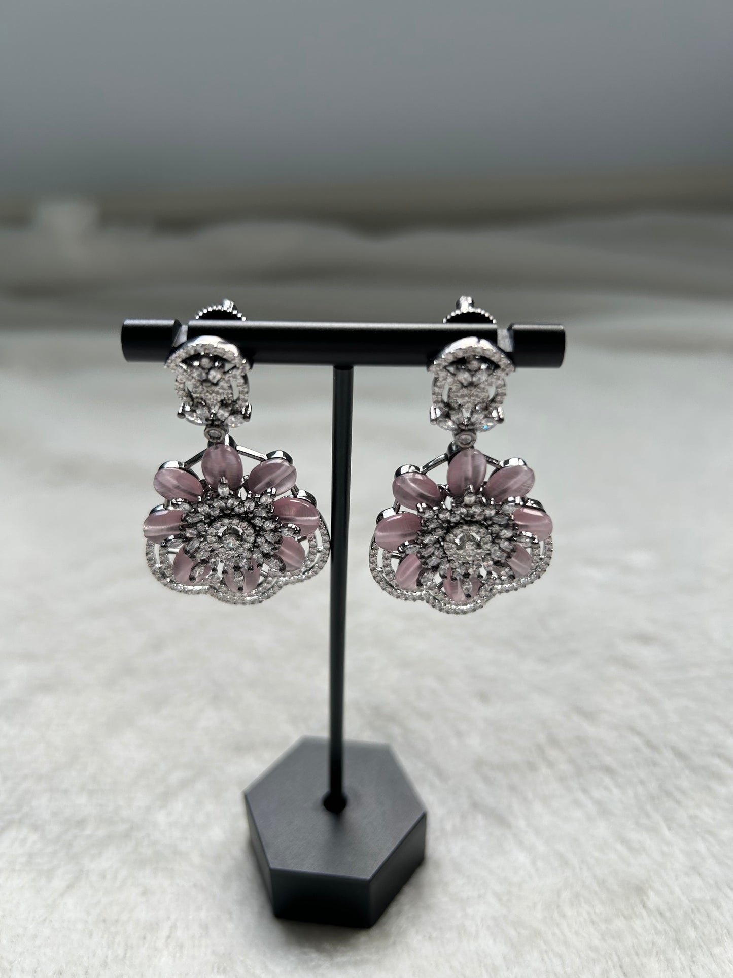 AD Pink Flower Earrings