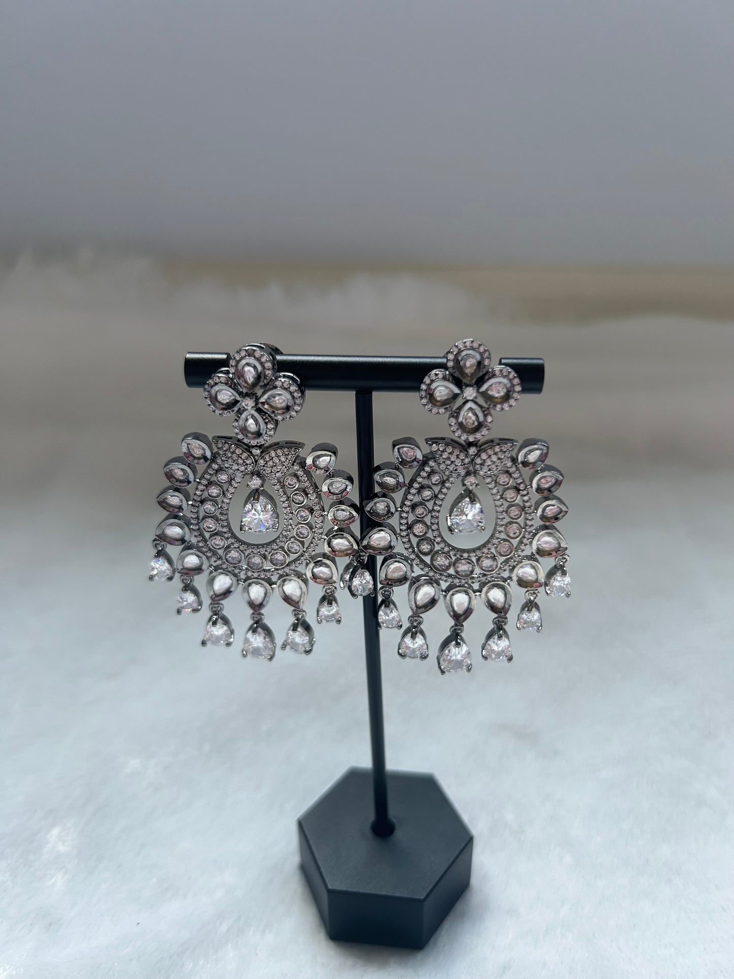 AD & Uncut Kundan White Earrings