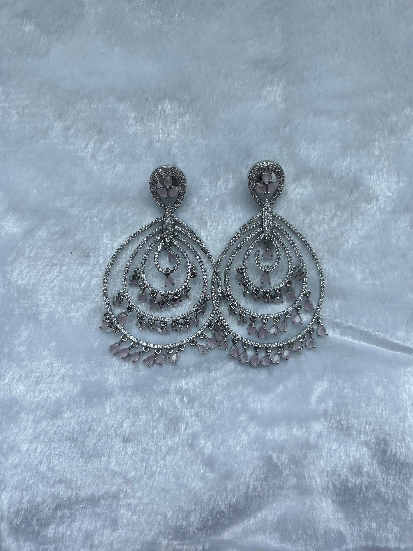 AD Pink Chandbali Earrings