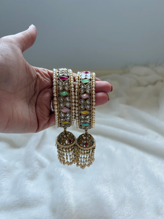 Multi Color Jhumka Polki Bangles