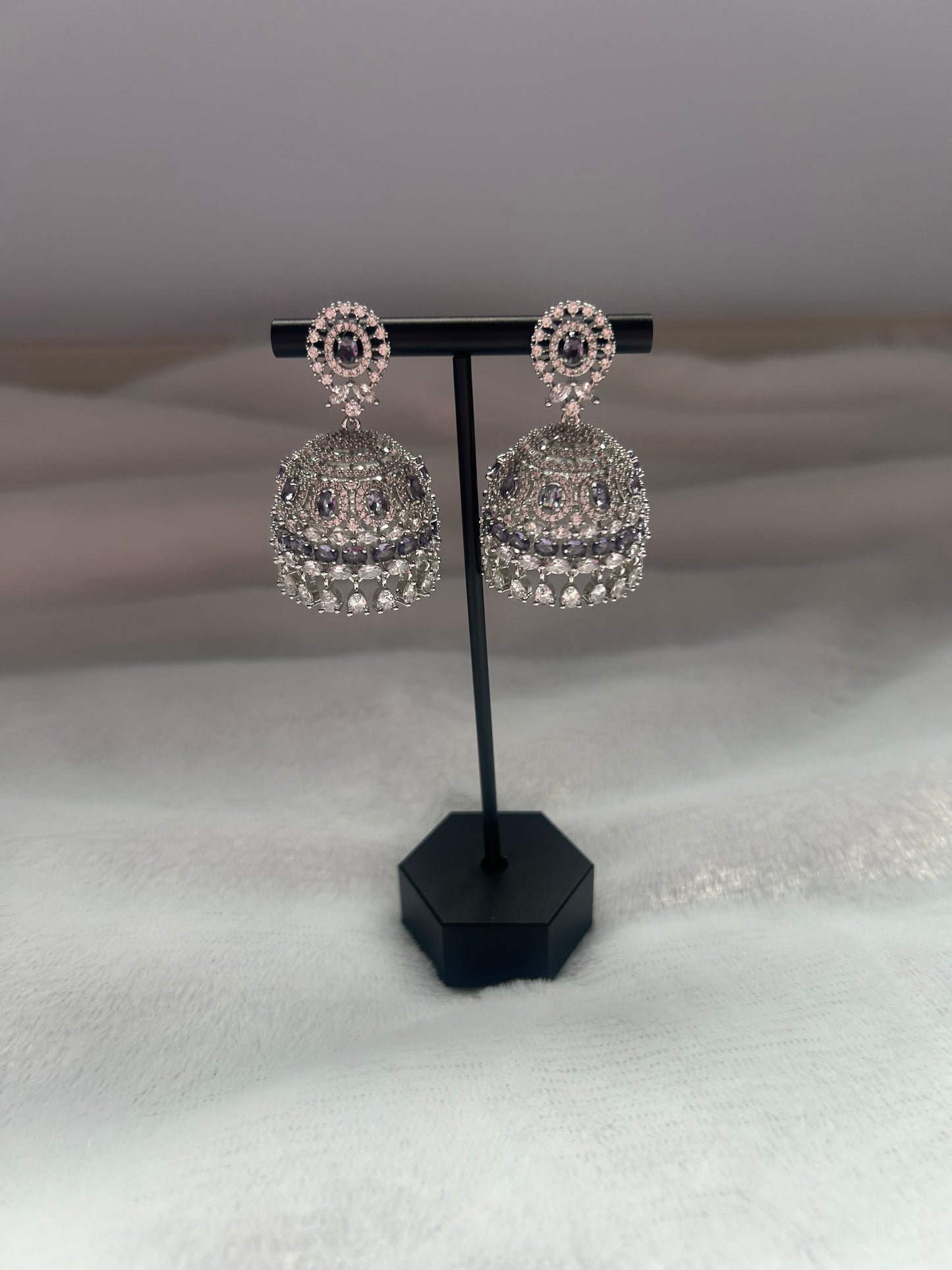 AD Purple Micro Jhumki Earrings