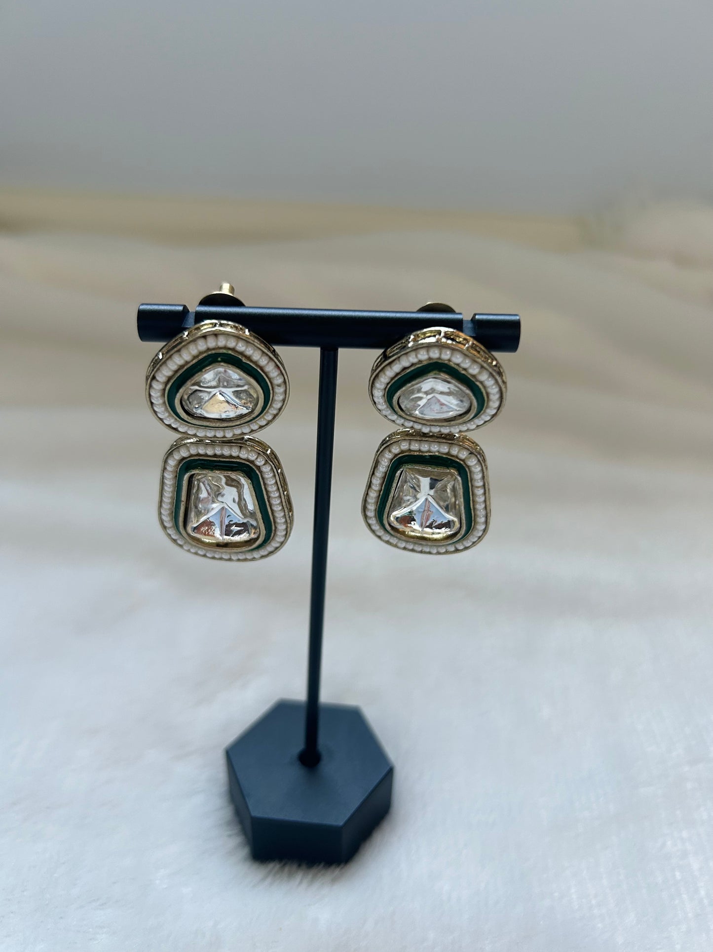 Emerald Green Kundan Earrings