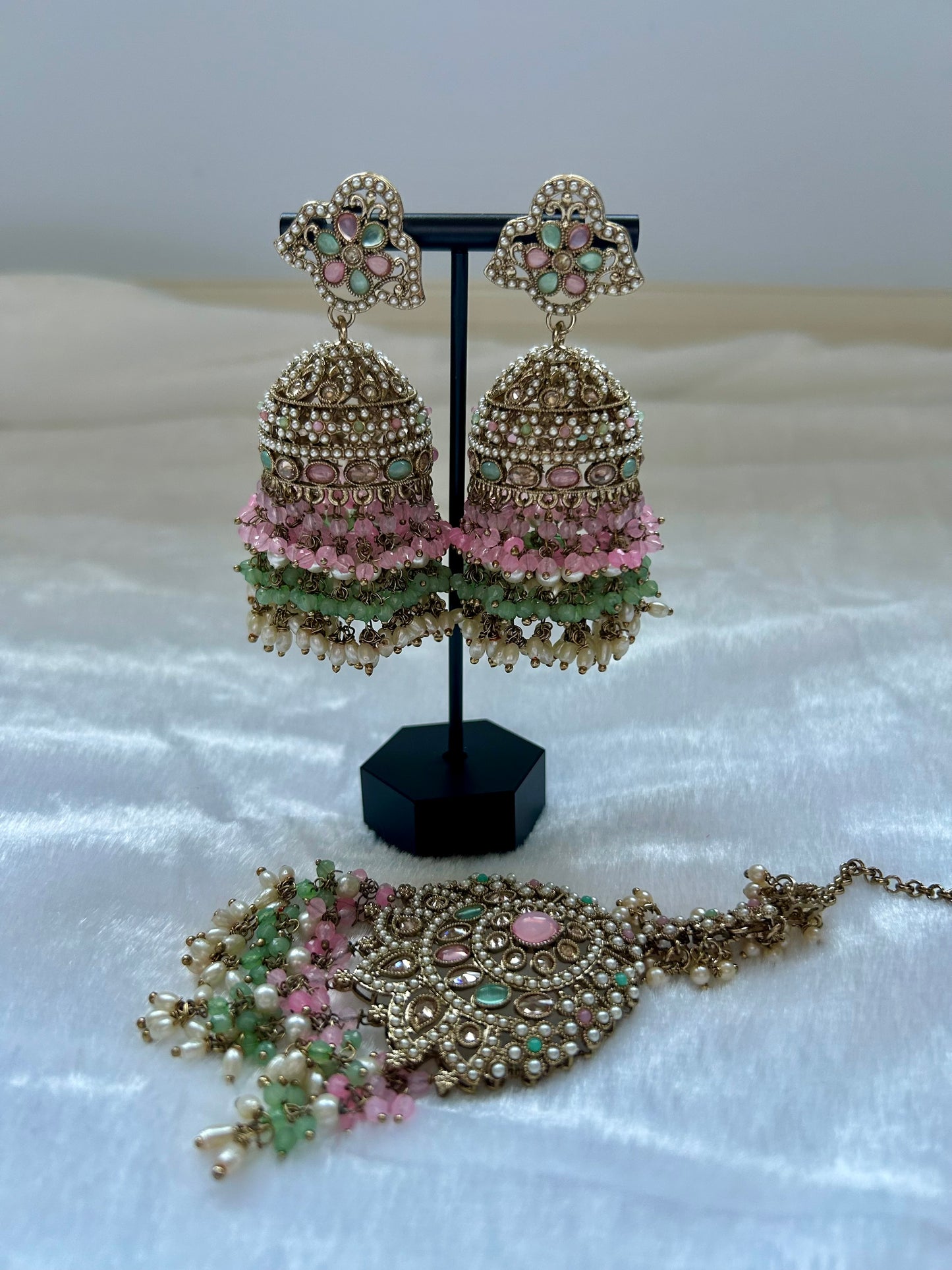 Pink & Mint Polki Tikka Set