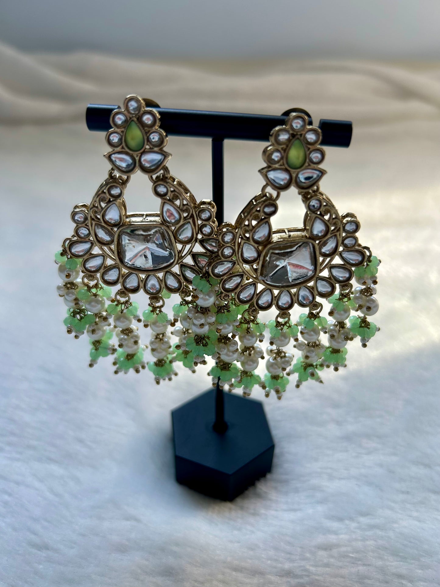 Light Green Kundan Earrings