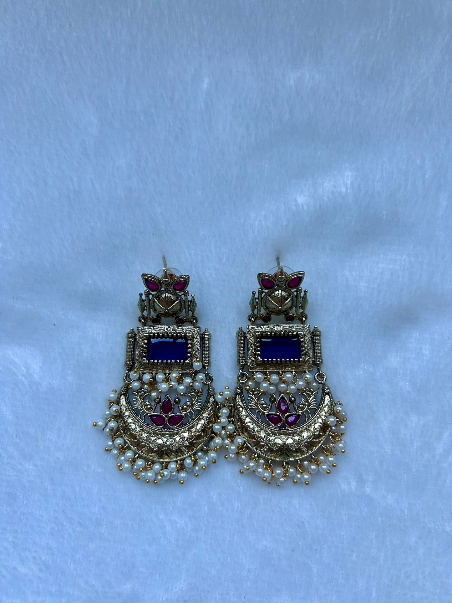 Dual Toned Purple & Ruby Earrings