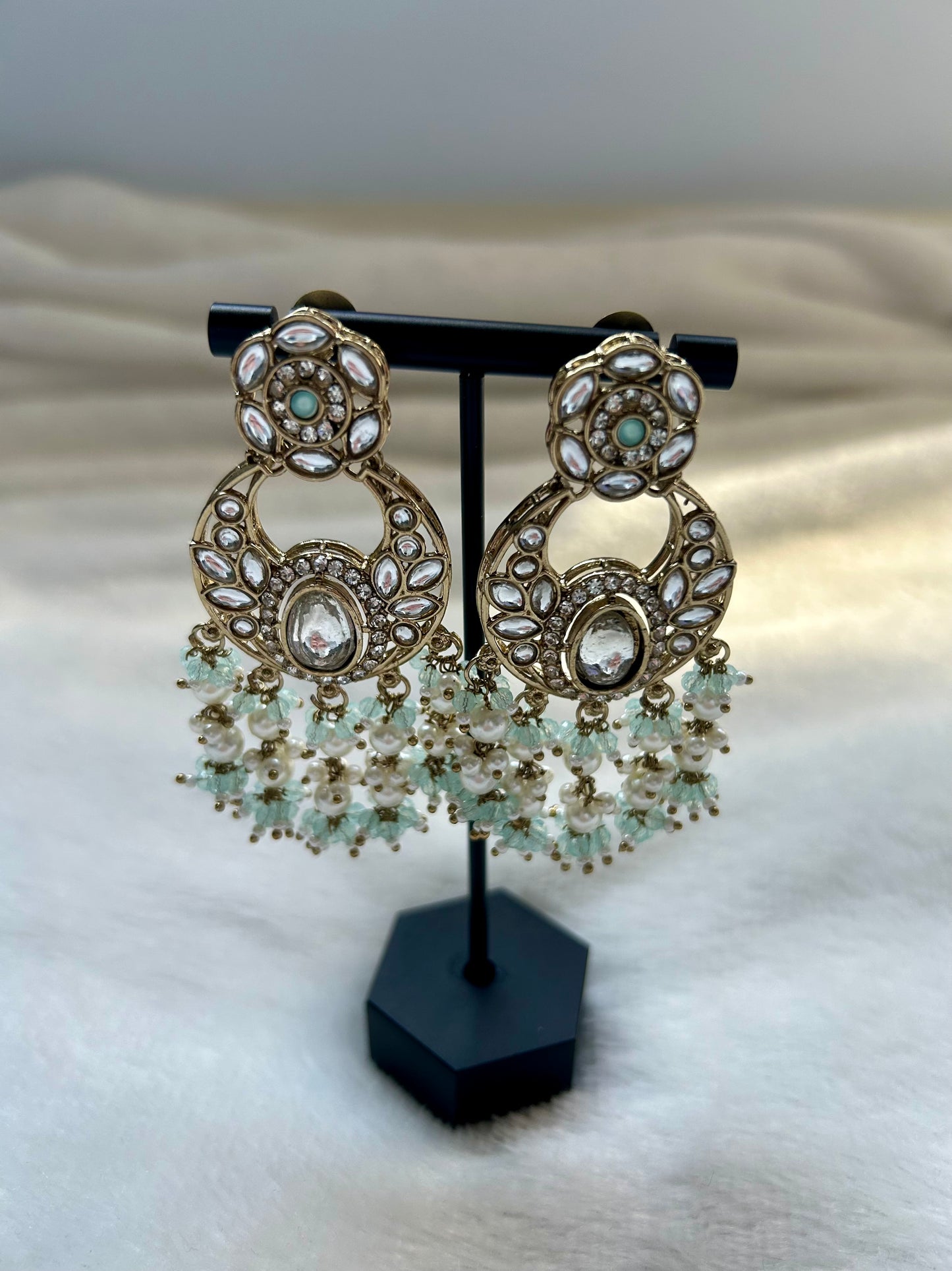Light Blue Kundan Earrings