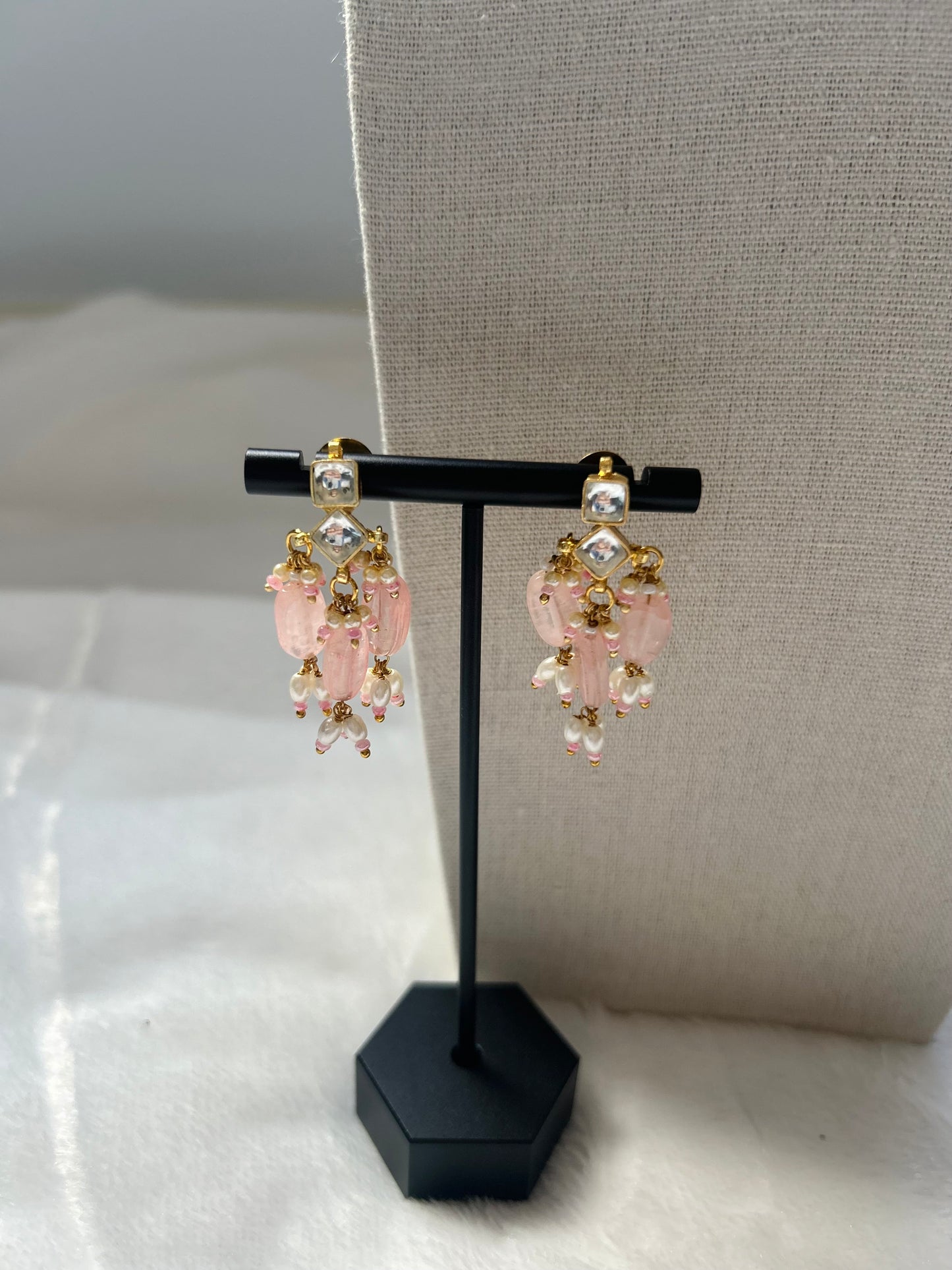 Pink Pachi Kundan Necklace Set