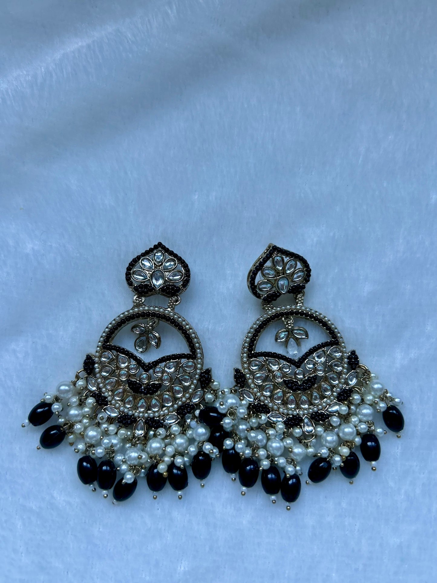 Pakistani Inspired Black Kundan Earrings