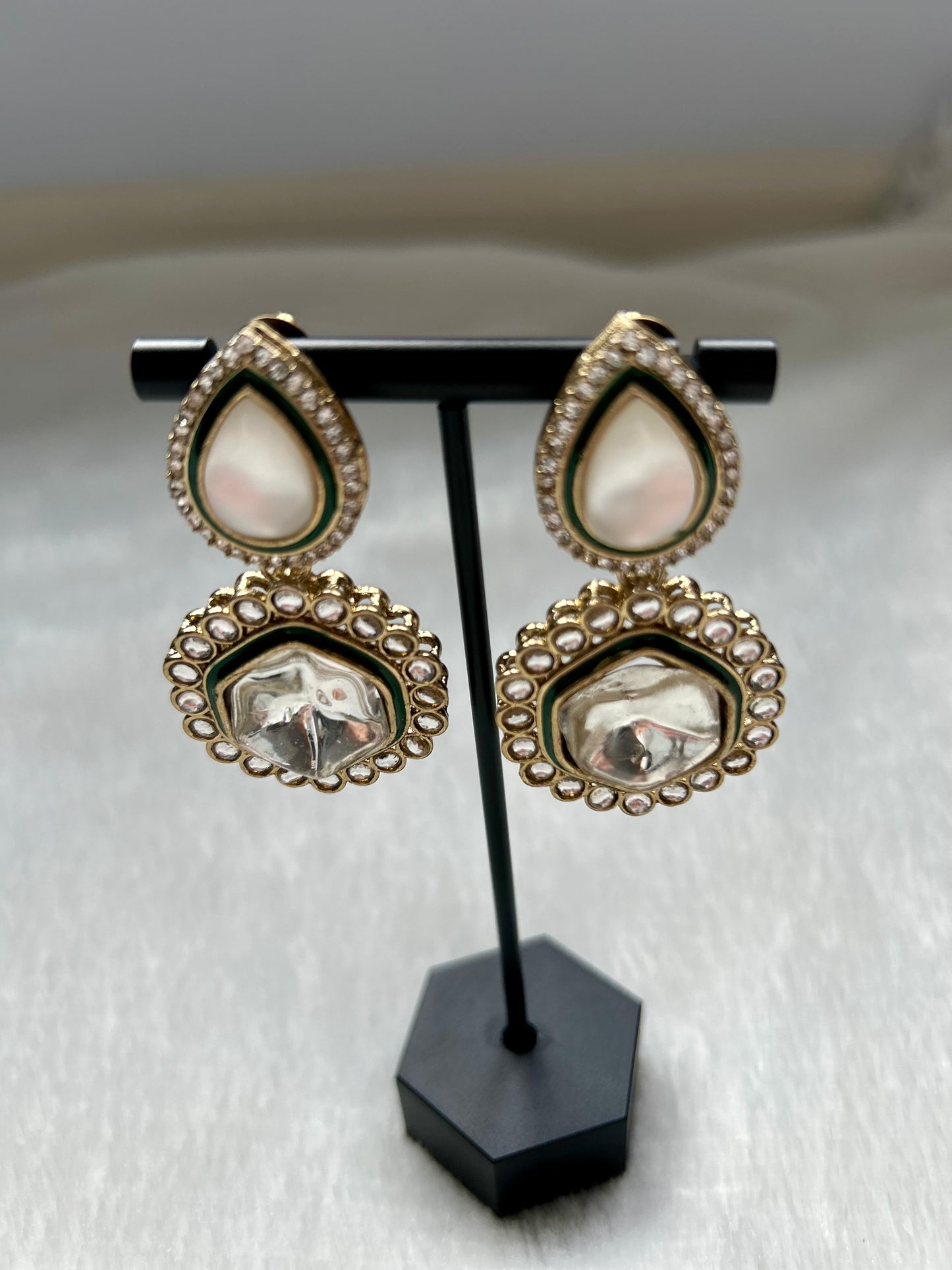 Green Kundan Earrings
