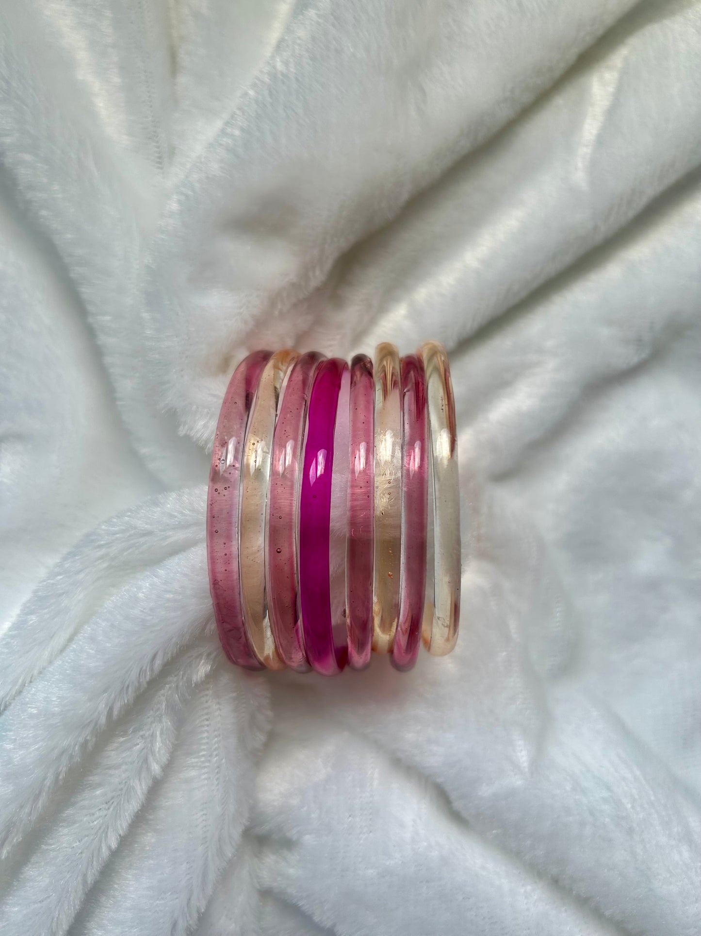 SIZE 2.4 Multi Pink Shade Glass Jelly Bangles