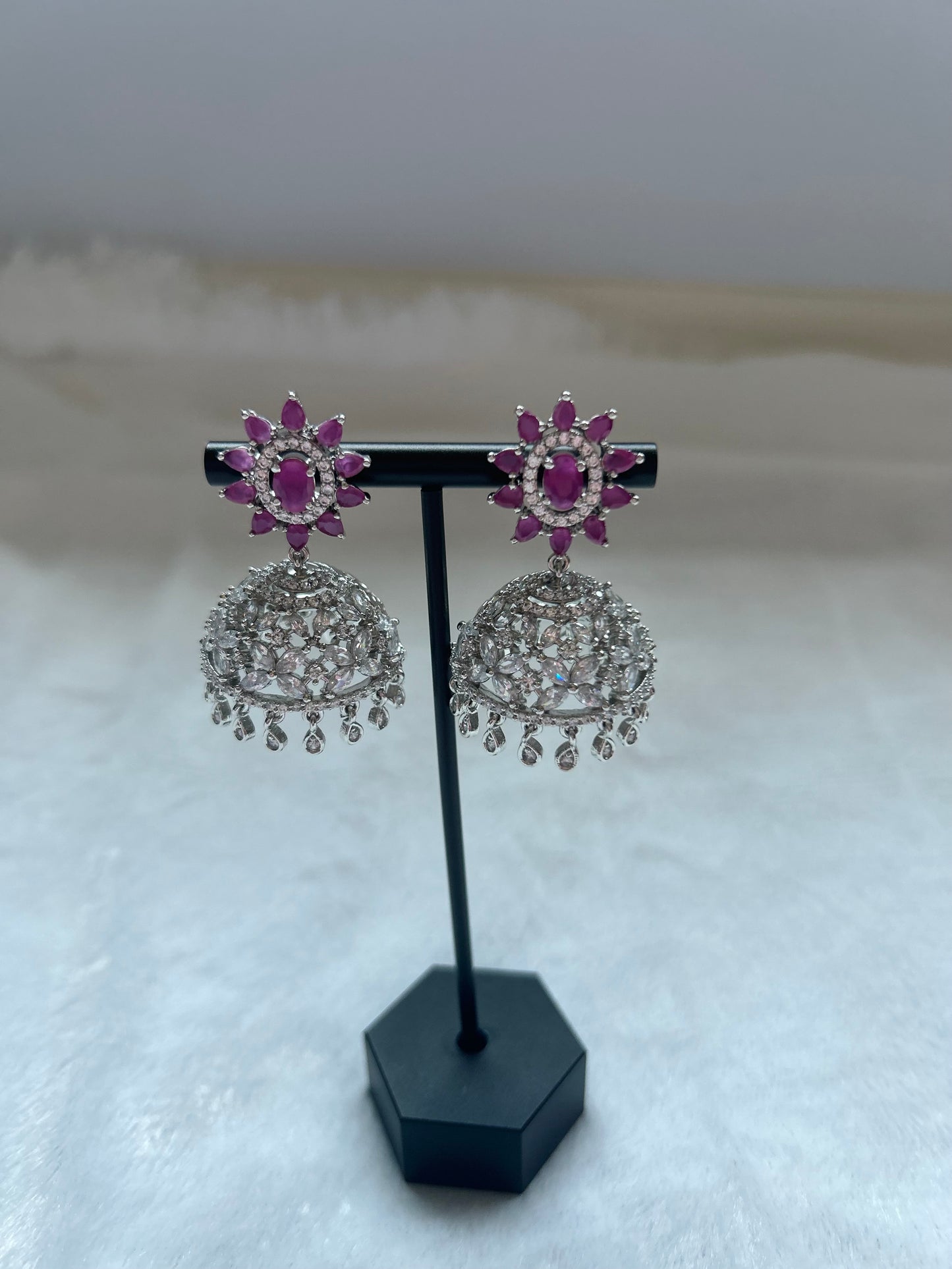 AD Dark Purple Jhumki Earrings