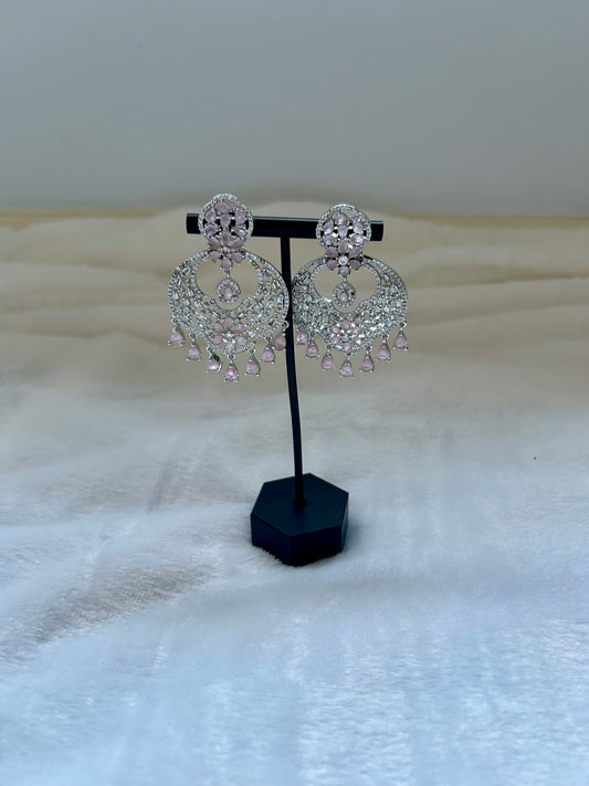 AD Pink Chandbali Earrings
