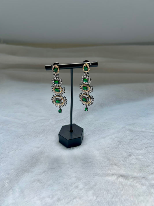 Emerald Green Dual Toned Earrings