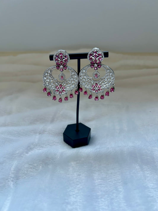 AD Dark Red Chandbali Earrings