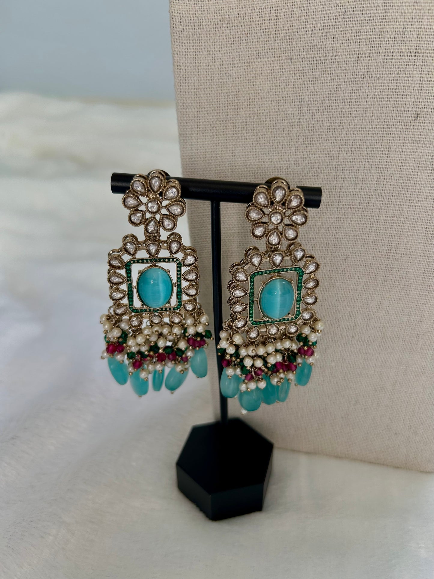 Blue Kundan Choker Tikka Set