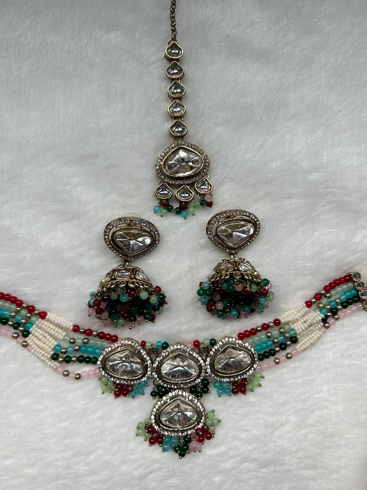 Multi Kundan Choker Tikka Set