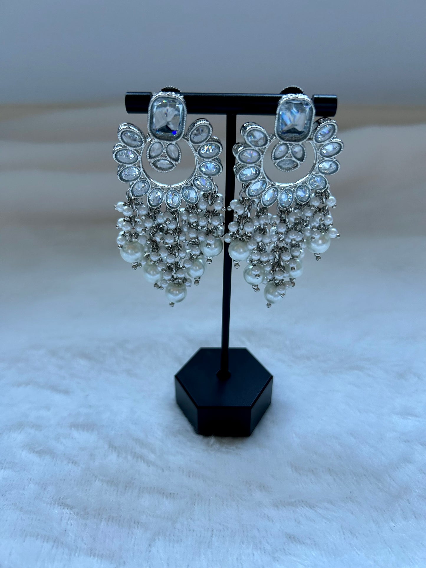 Silver Polki Earrings