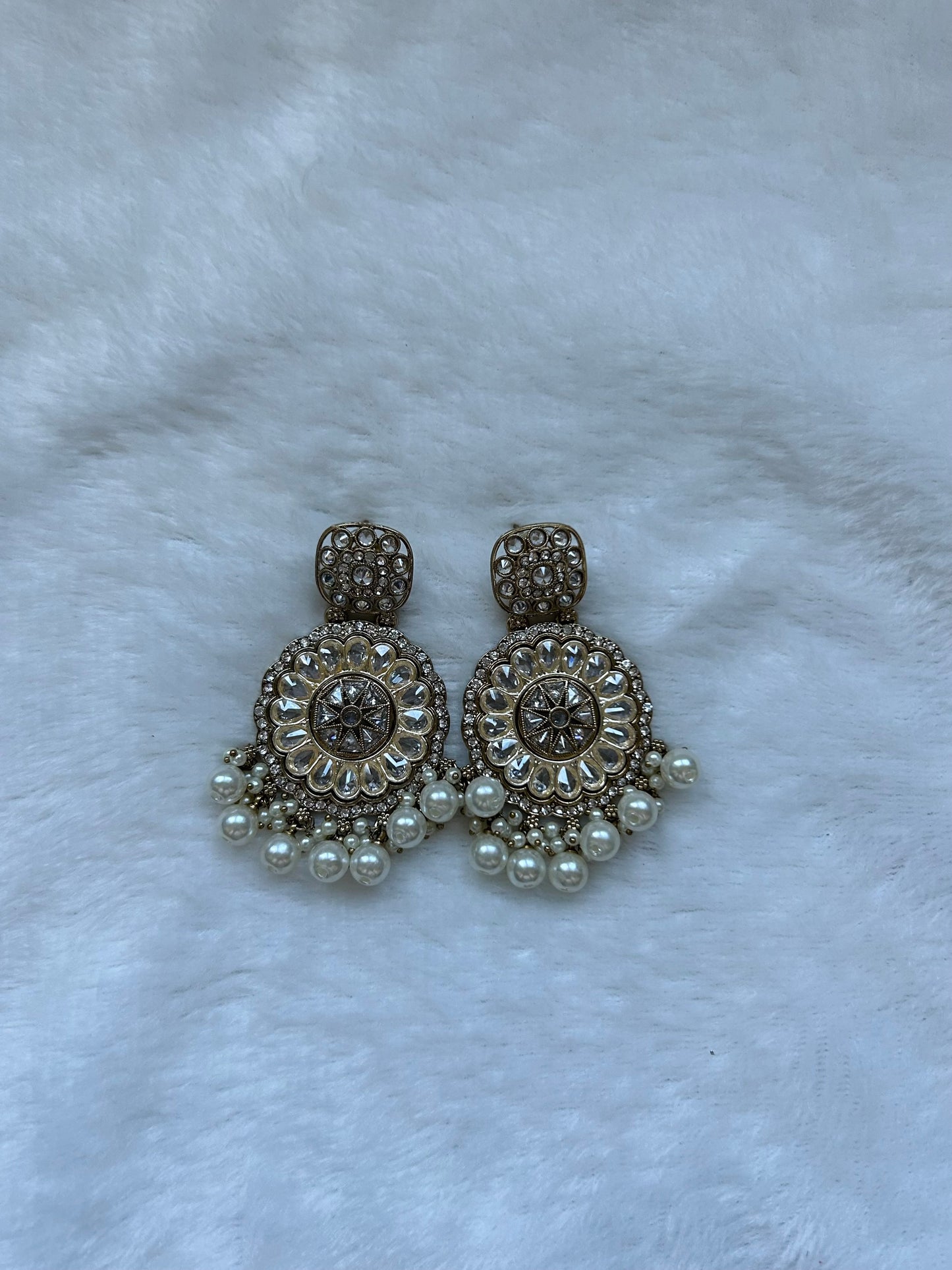 White Polki Earrings