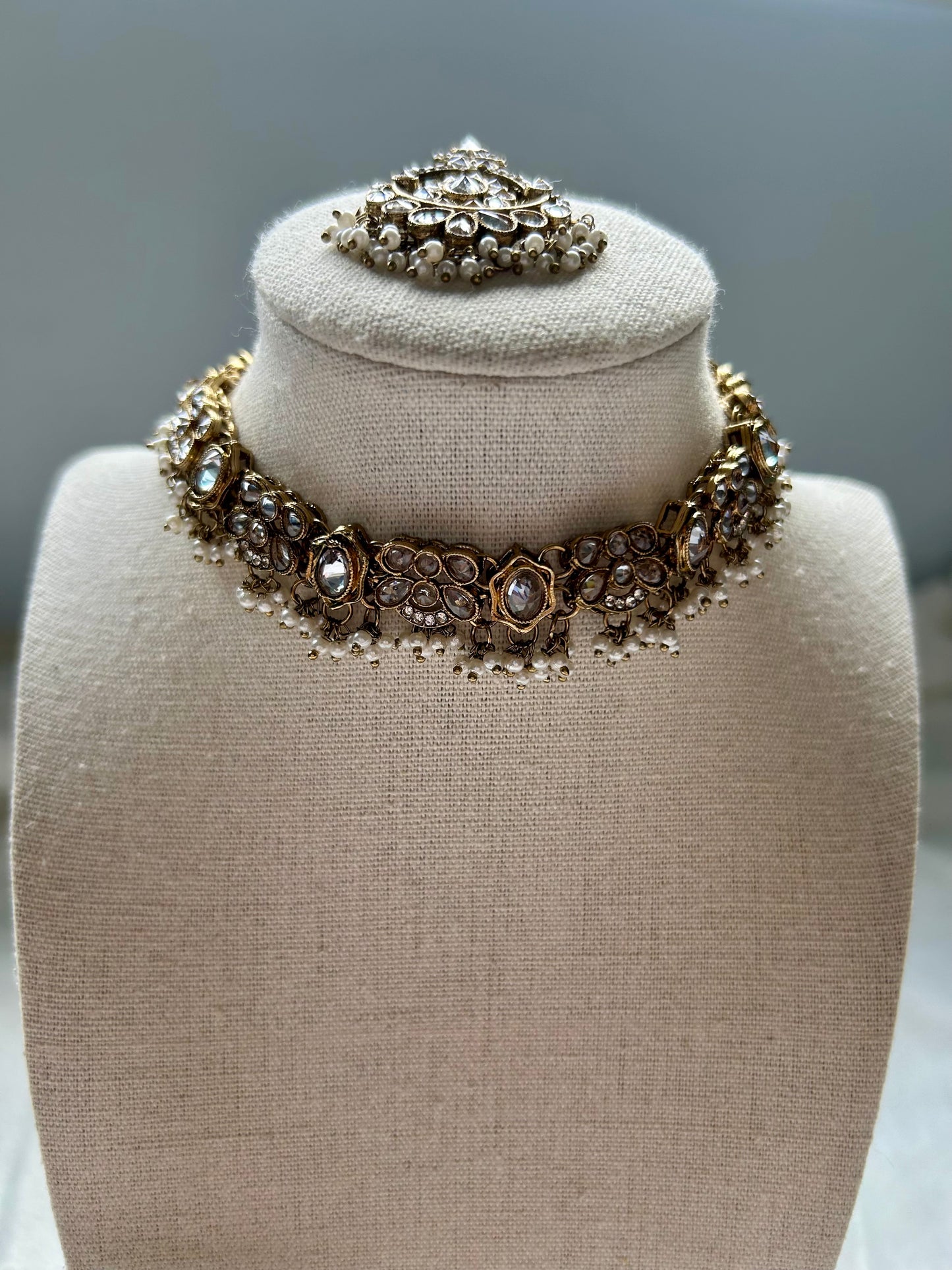 White Polki Choker Set