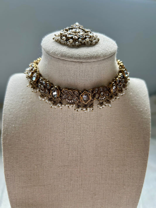 White Polki Choker Set